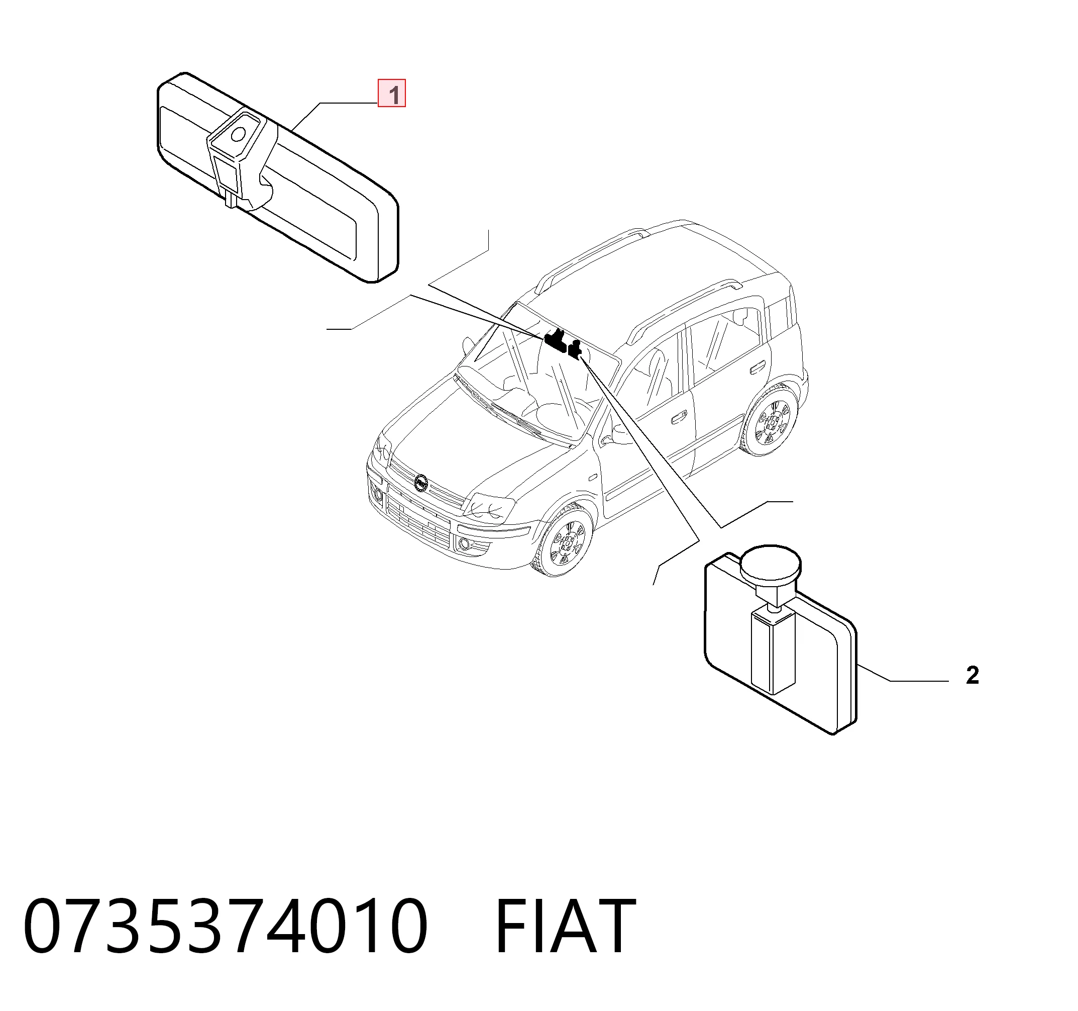 Espelho de salão interno Fiat Panda II 169A