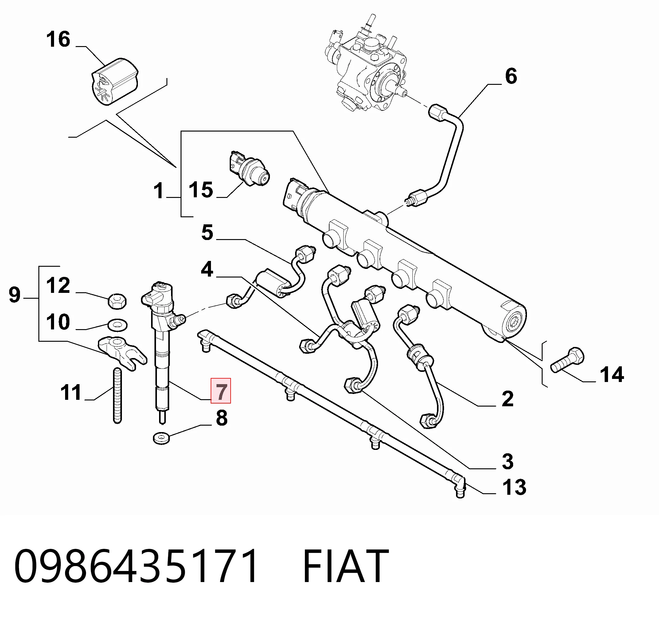 0986435171 Fiat/Alfa/Lancia Injetor de injeção de combustível