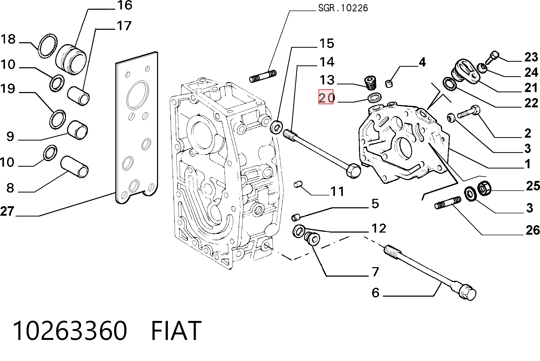 Vedante de rolha de panela de motor Volvo 20549894