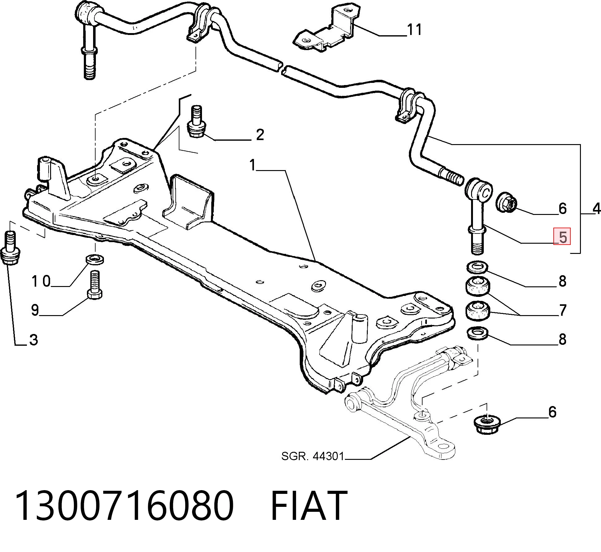 1300716080 Fiat/Alfa/Lancia Montante de estabilizador dianteiro