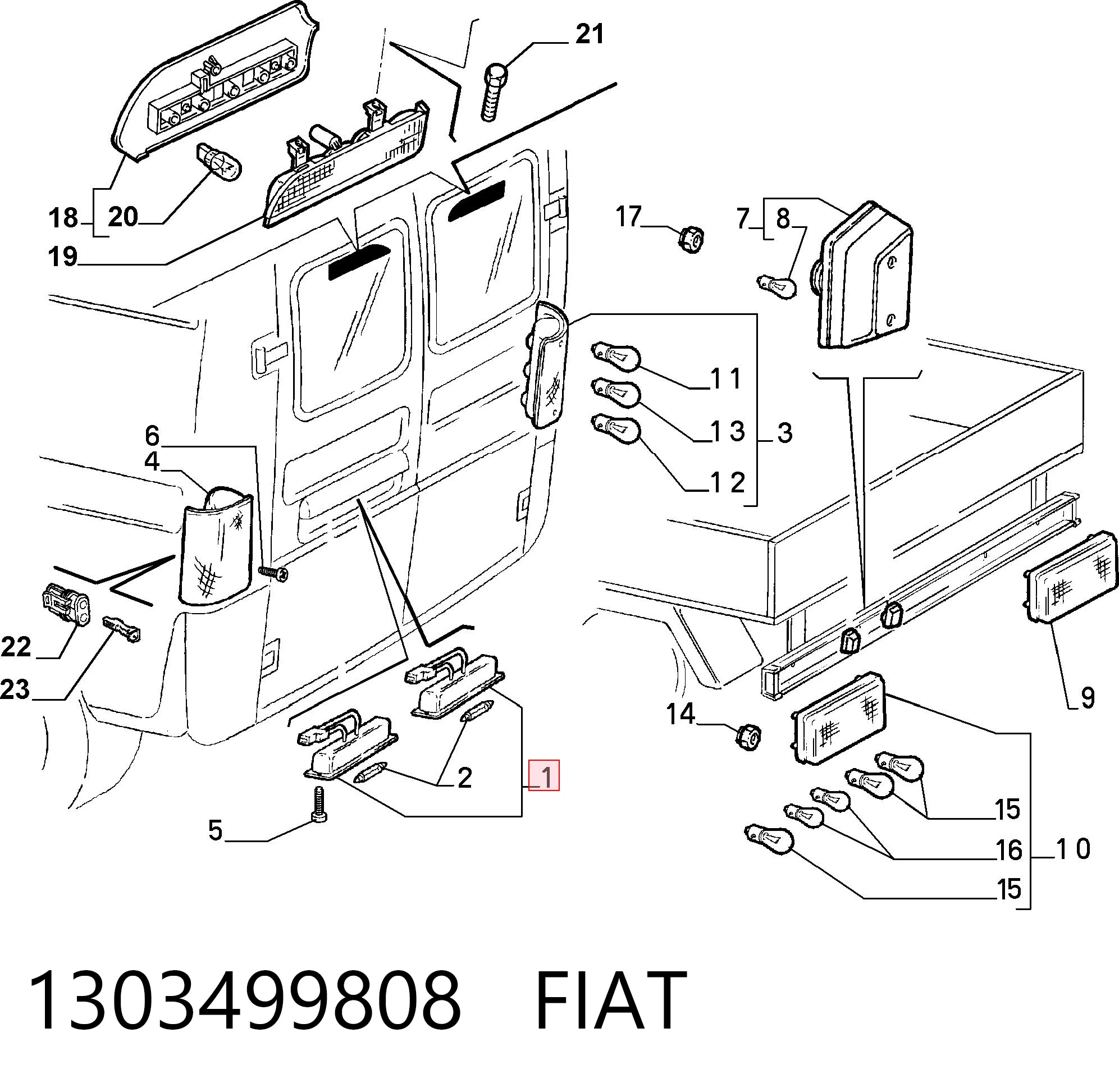 Compre Lanterna da luz de fundo de matrícula traseira Fiat Ducato 2