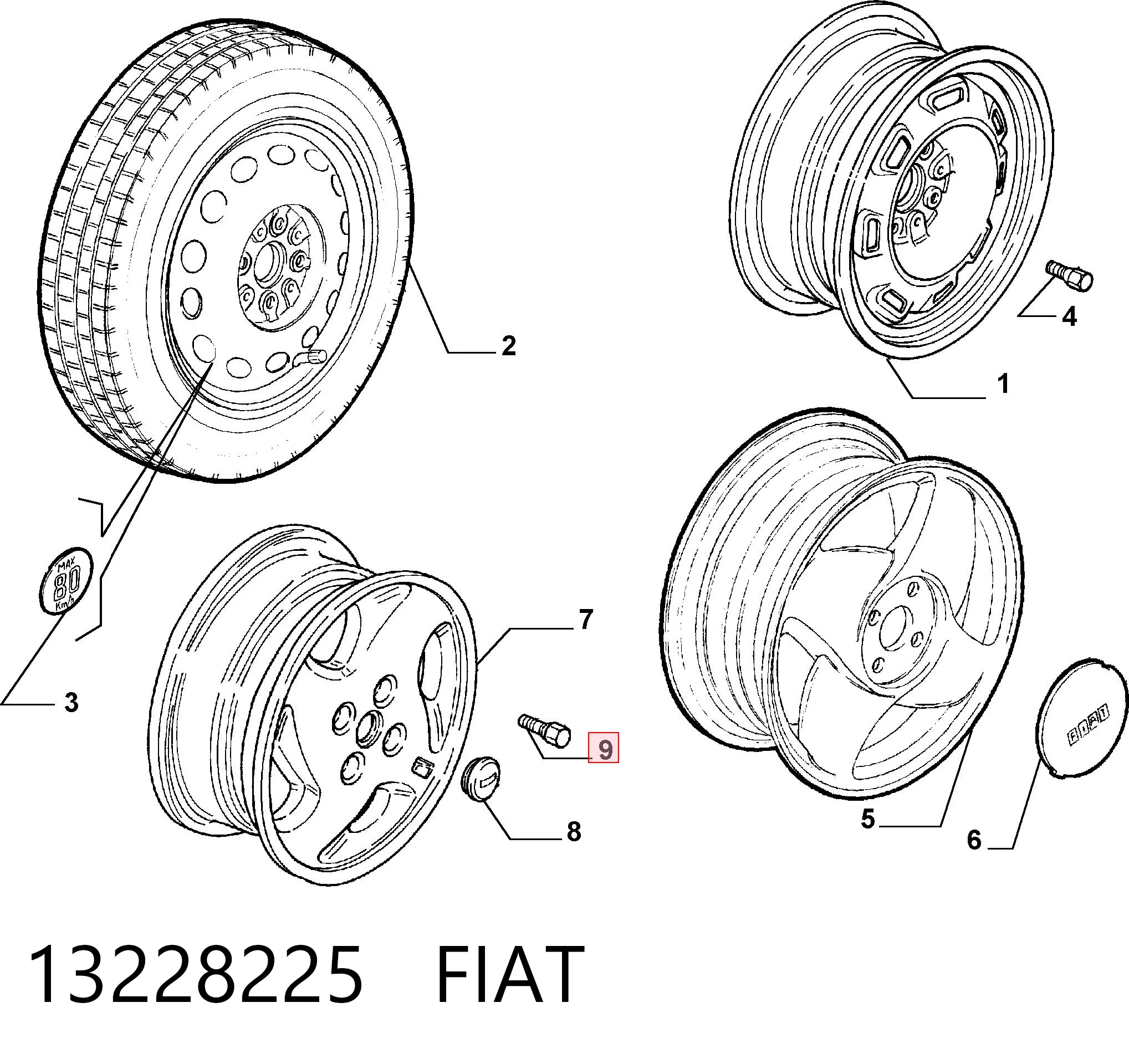 Parafuso de roda Peugeot/Citroen 13228224