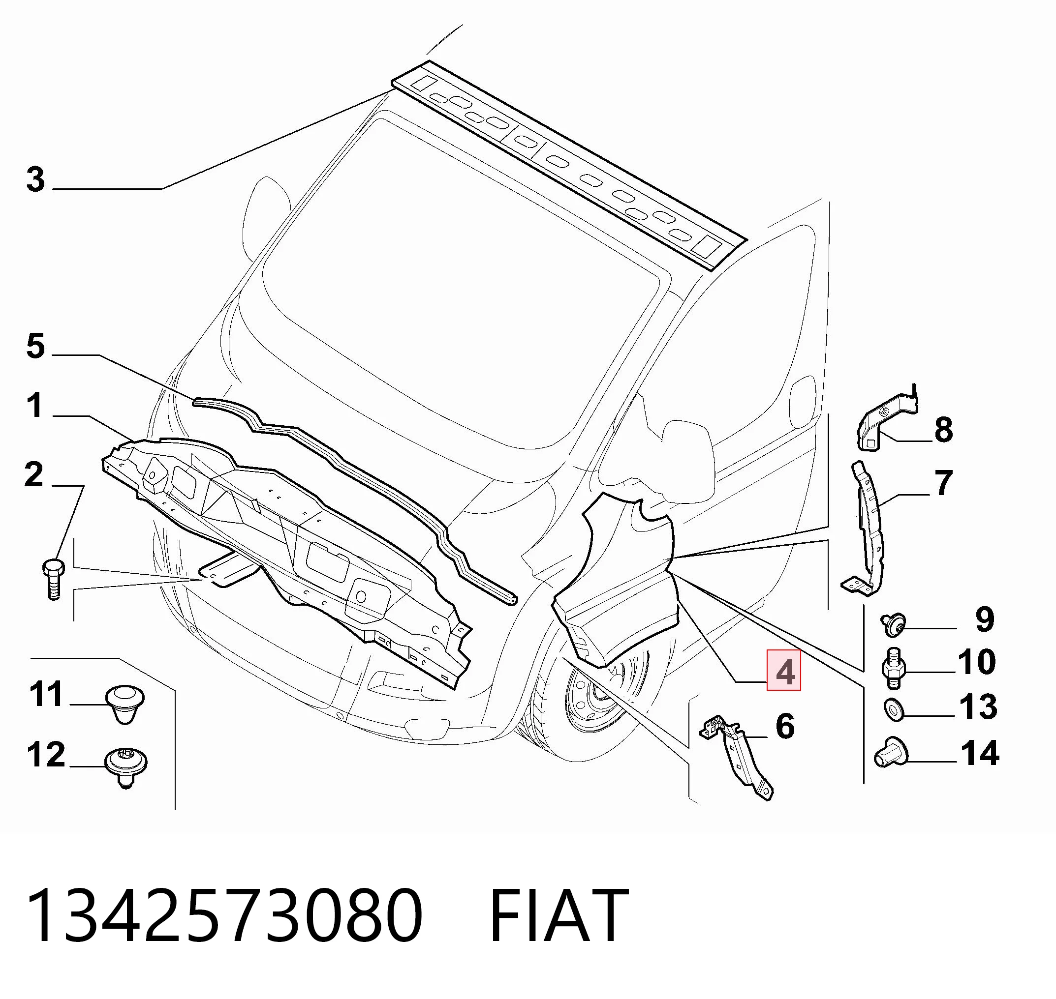  Pára-lama dianteiro direito Fiat Ducato III сaixa (250) (2006 - 2026) III