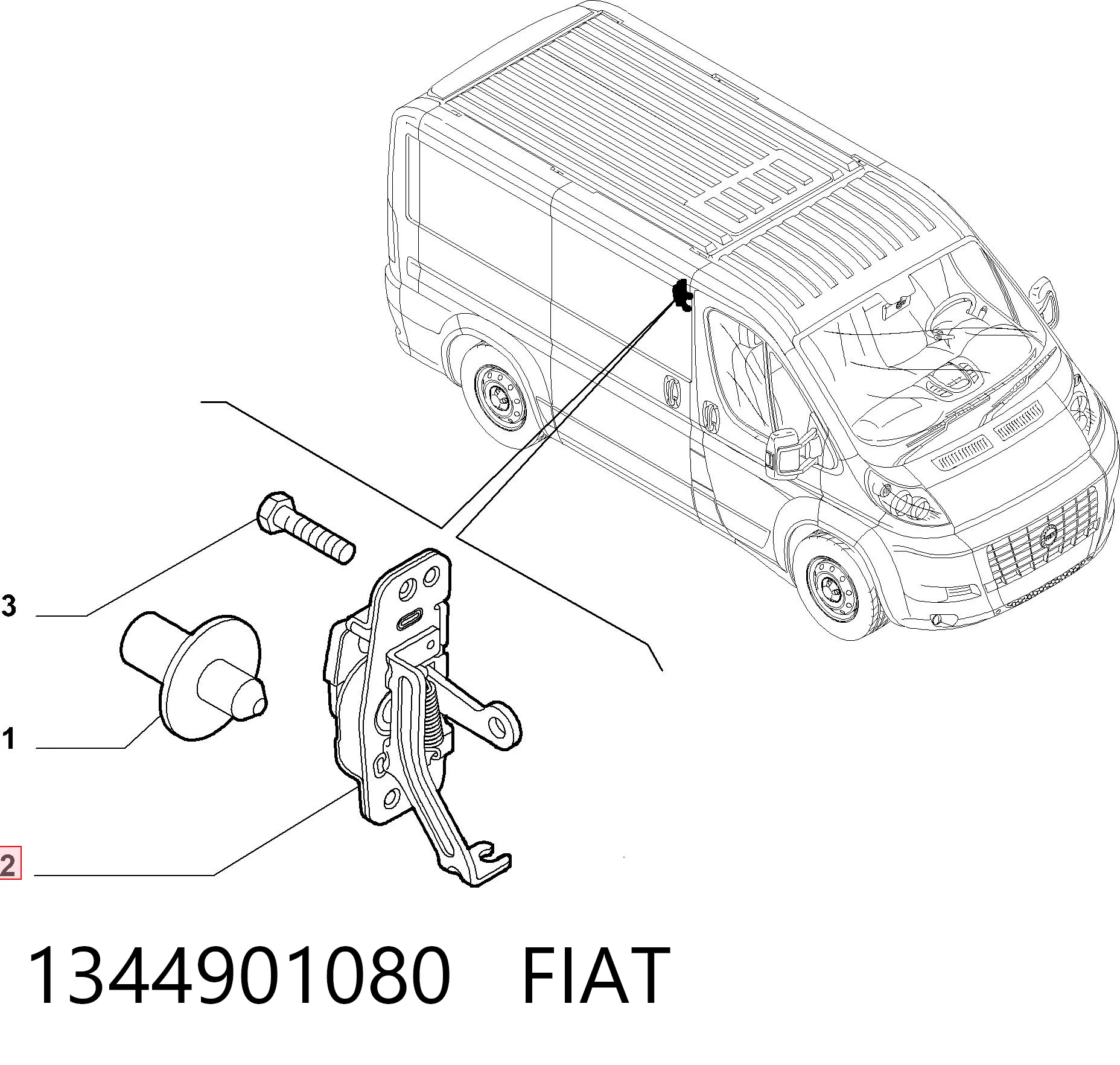 Fecho da porta lateral deslizante direita 5703Z57 Polcar