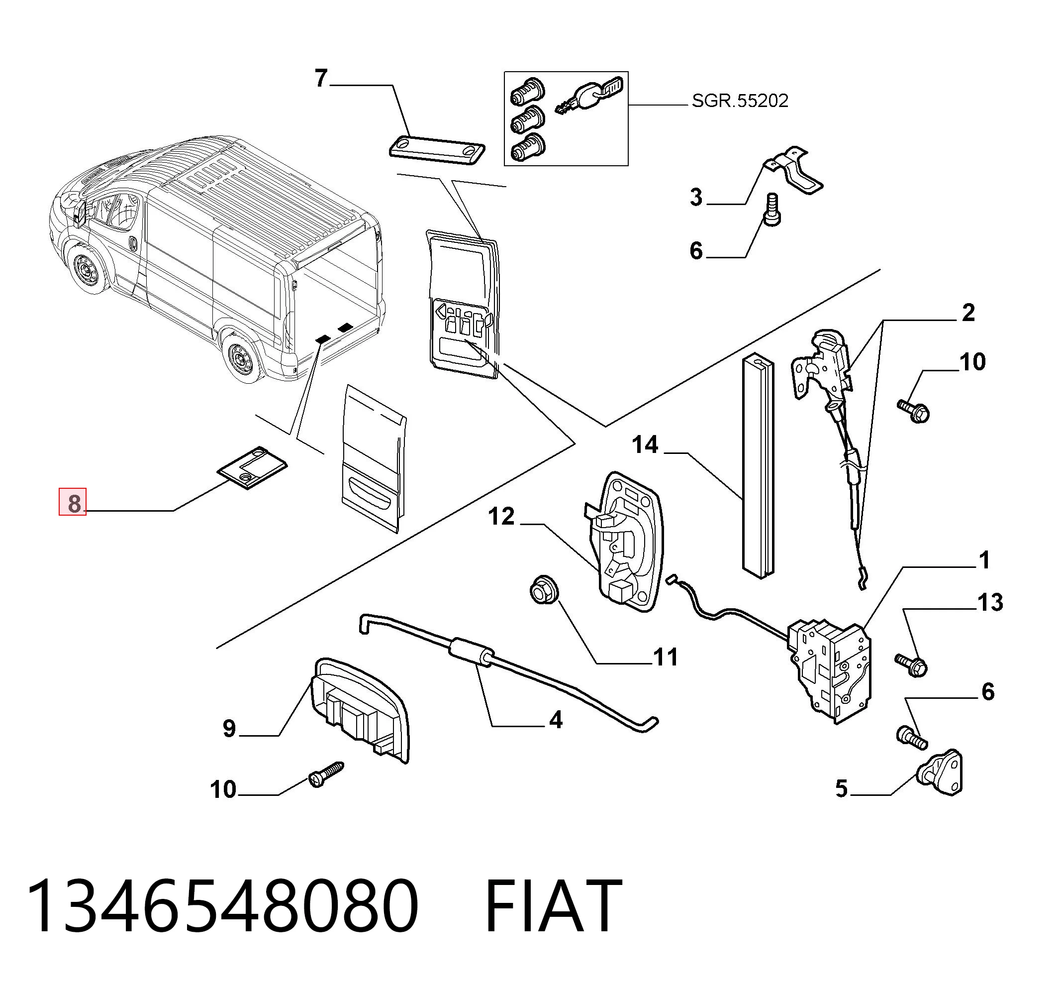 1346548080 Fiat/Alfa/Lancia Limitador traseiro de abertura de porta