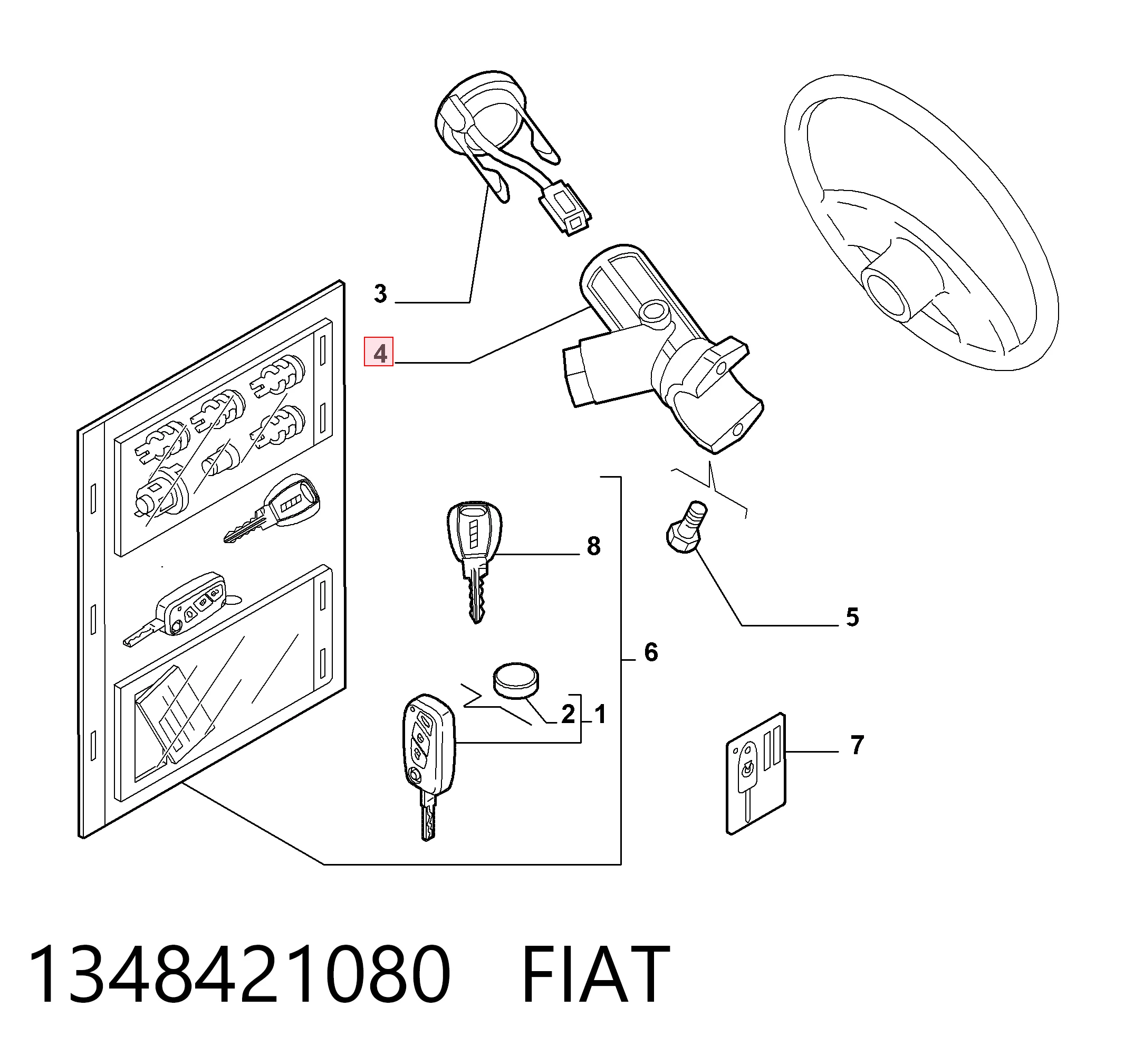 1348421080 Fiat/Alfa/Lancia Fecho de ignição