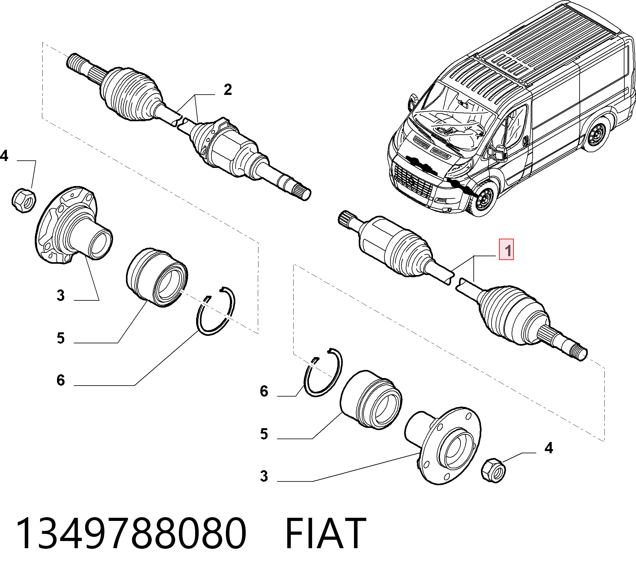 1349788080 Fiat/Alfa/Lancia Semieixo (acionador) dianteiro esquerdo
