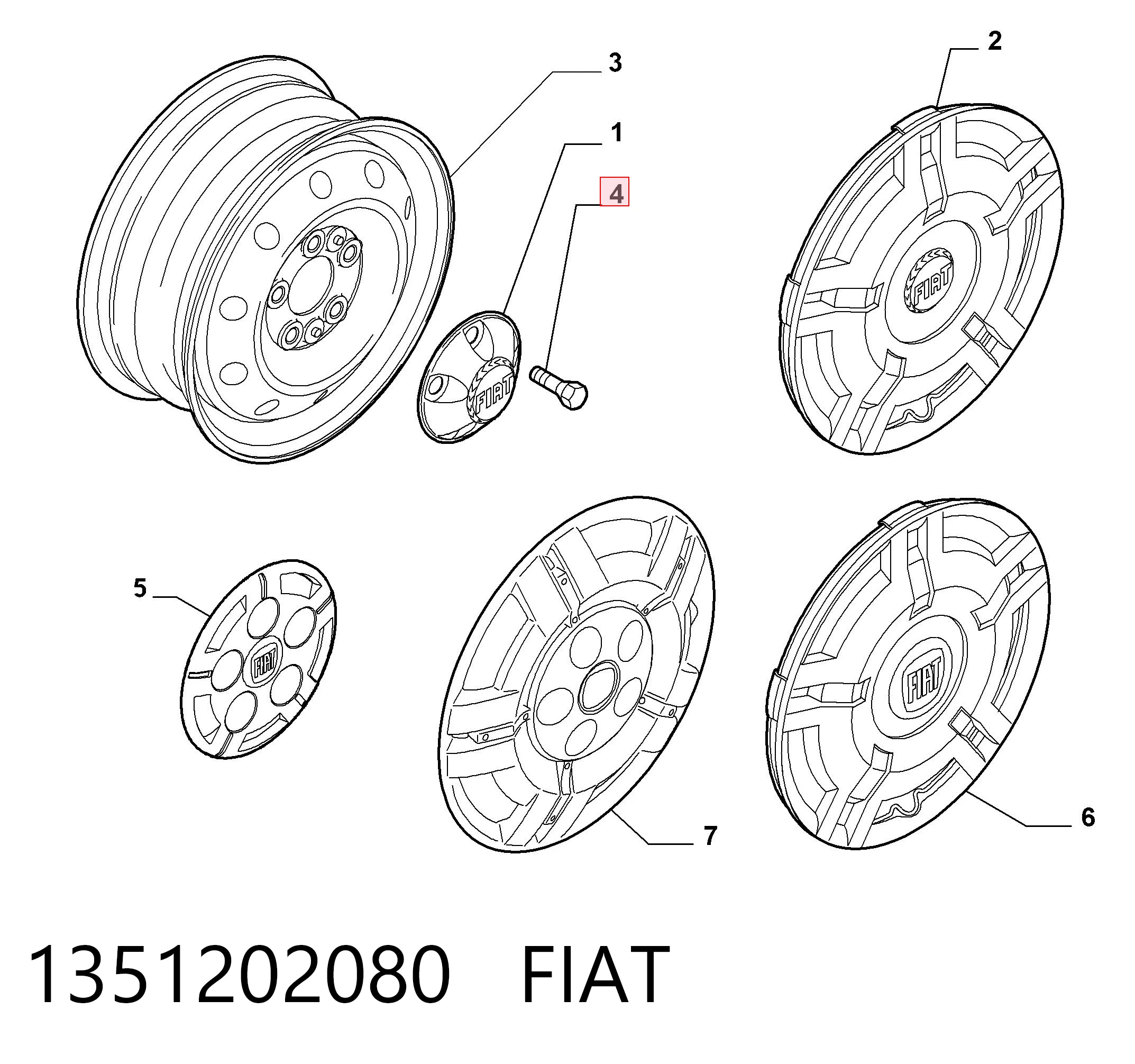  Parafuso de roda Fiat Ducato III сaixa (250) (2006 - 2026) III
