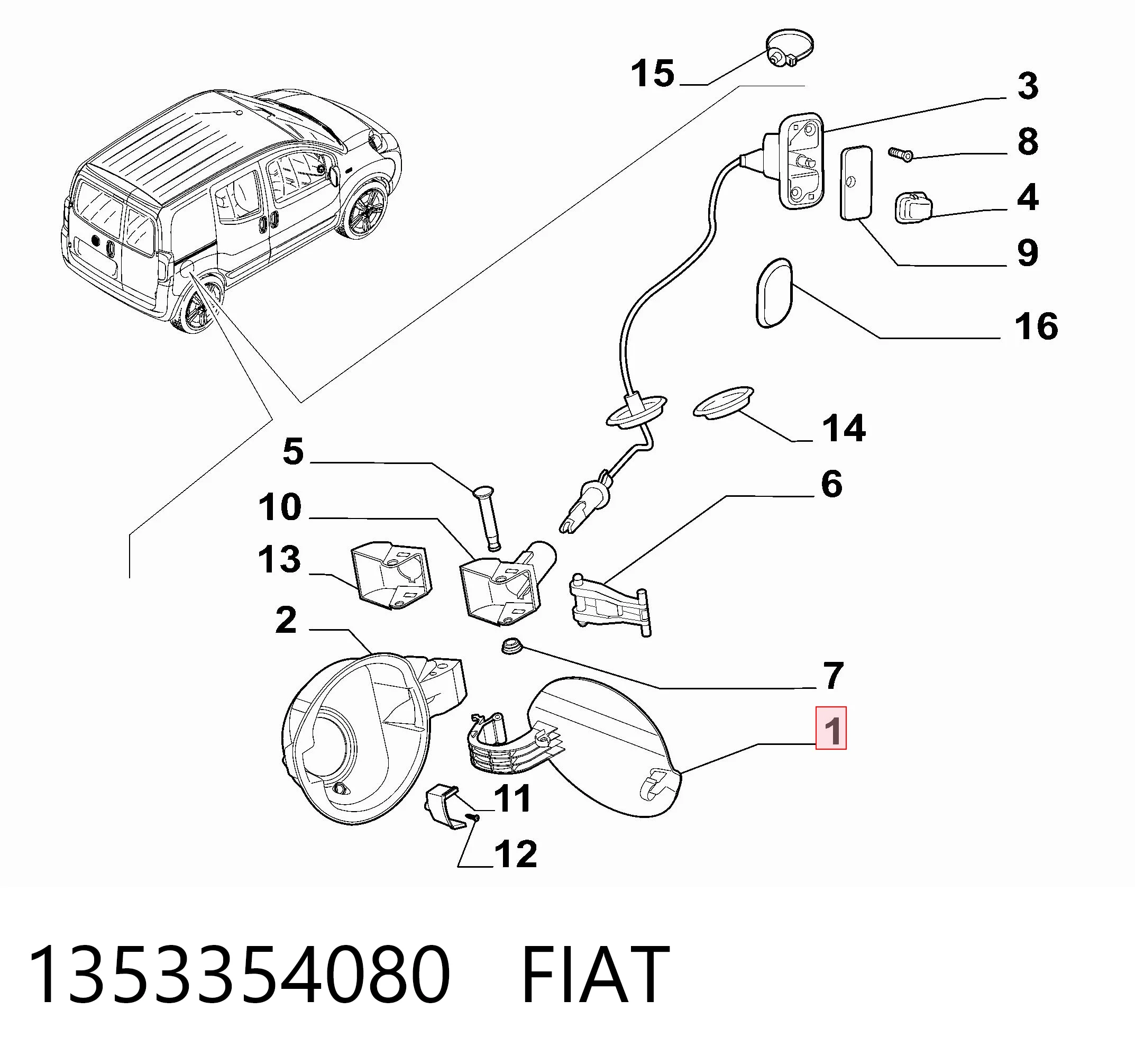Alcapão do tanque de combustível para Fiat Fiorino Qubo 225