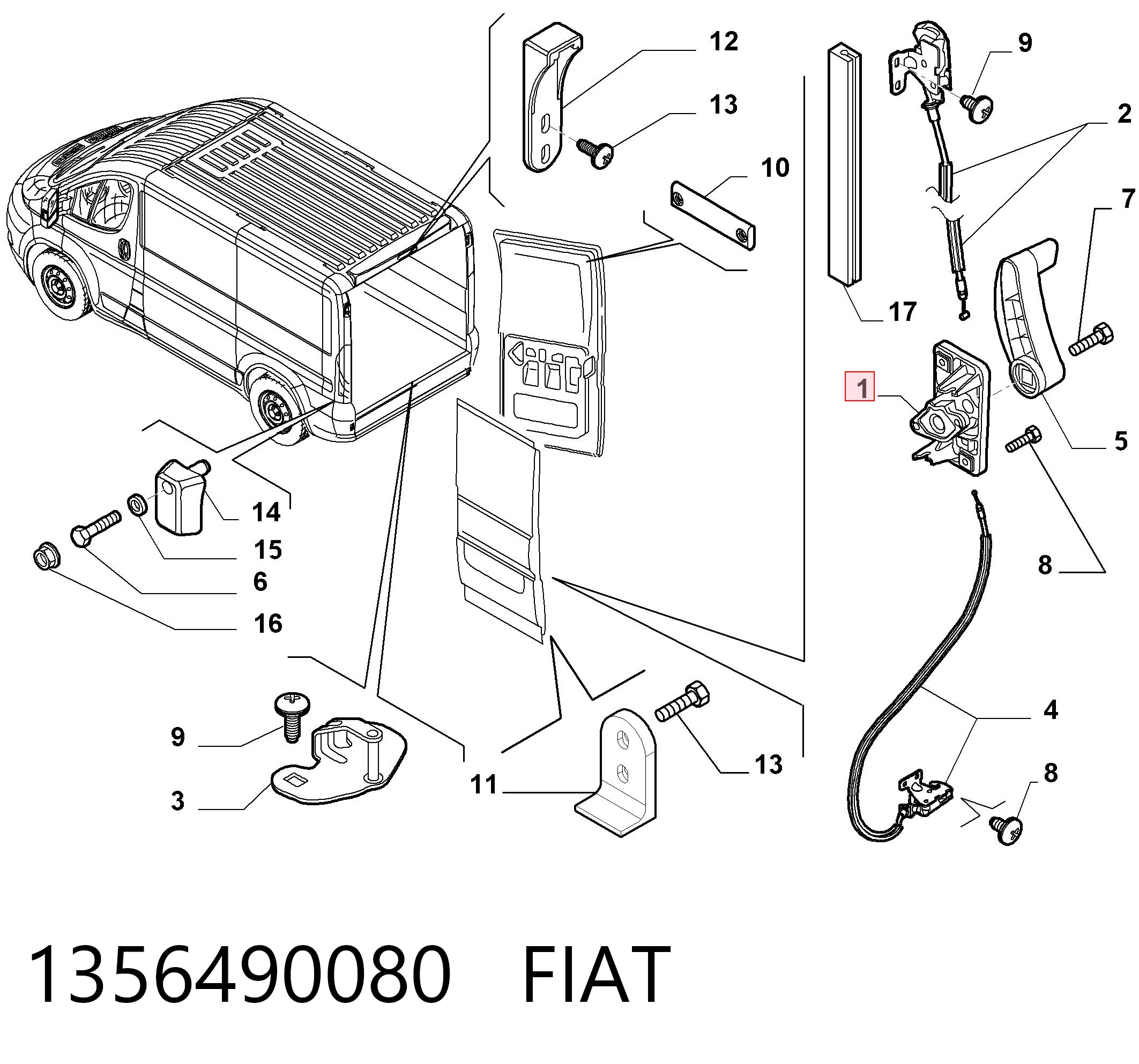Fecho da porta traseira esquerda batente Renault (RVI) 1356490080 preço, a partir de 20,11 USD