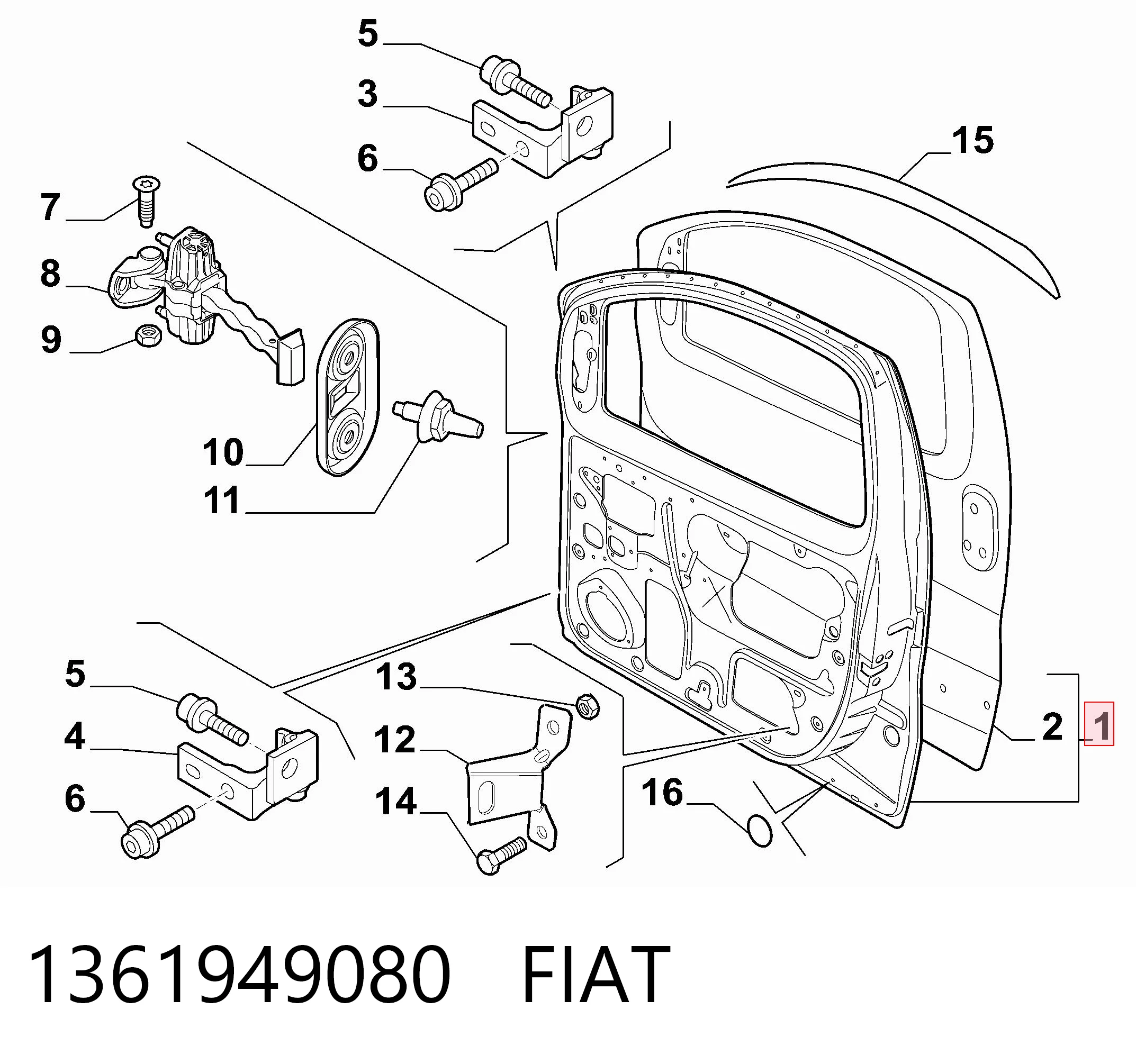 Porta dianteira esquerda para Fiat Fiorino  225