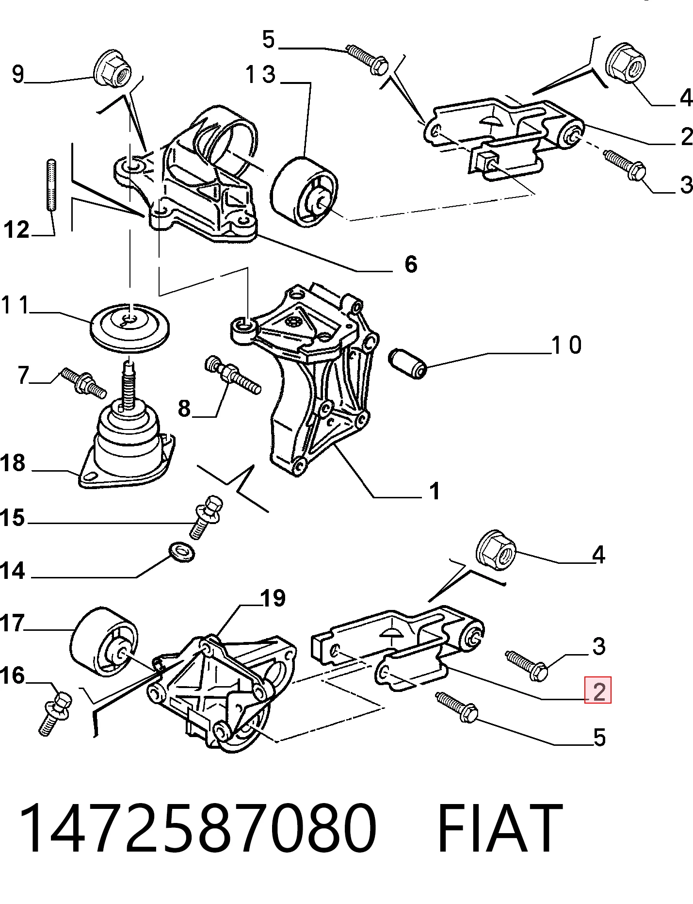 1478390080 Isuzu Coxim (suporte) traseiro de motor