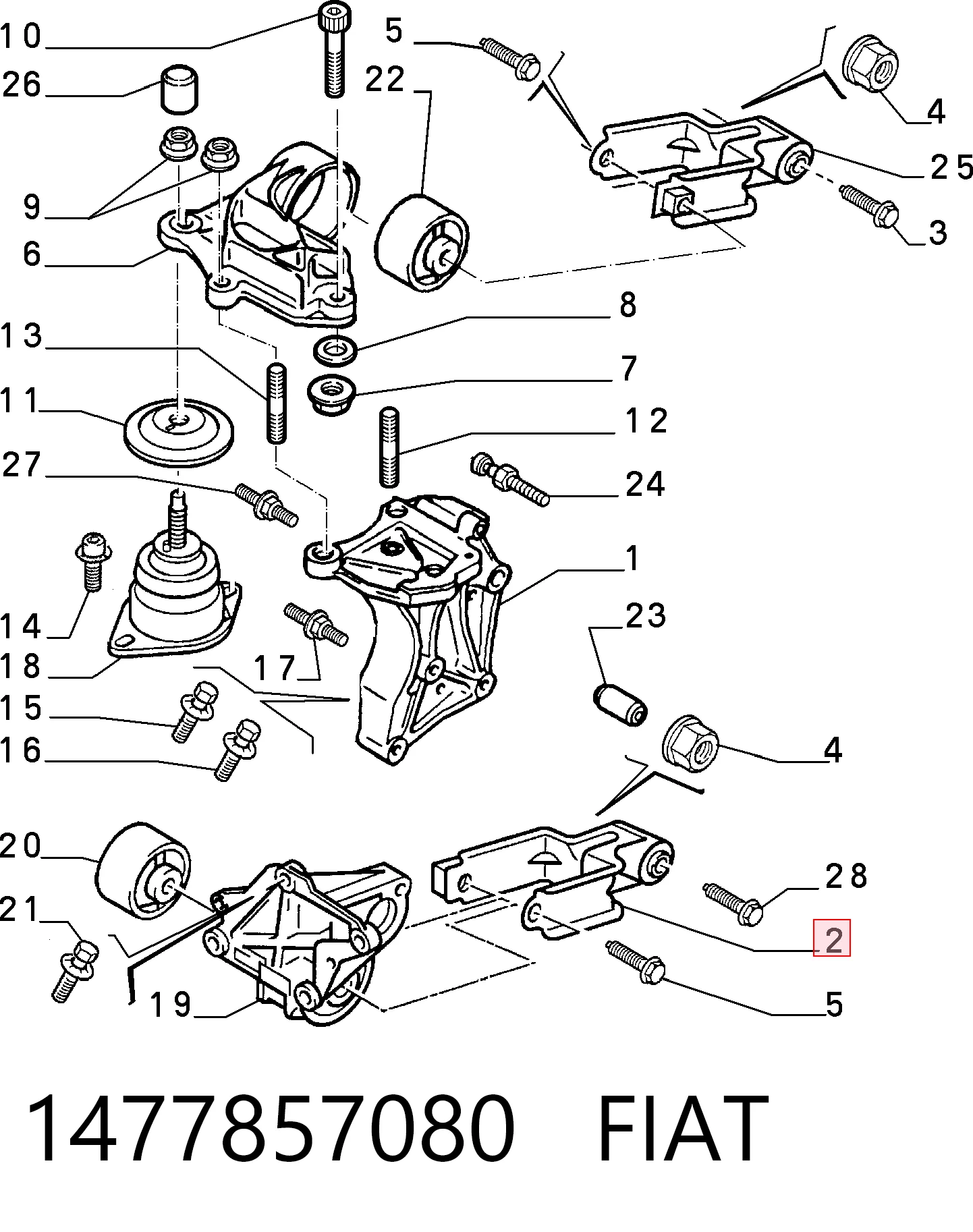 Coxim (suporte) traseiro de motor 1478390080 Isuzu