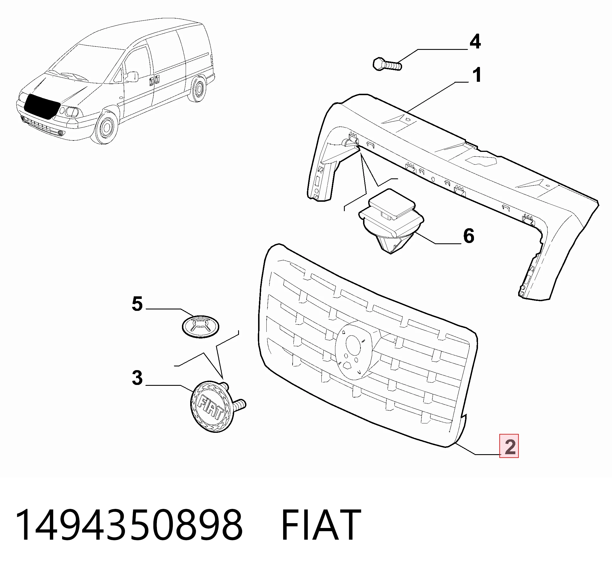 Grelha do radiador Fiat Scudo COMBINATO 220P