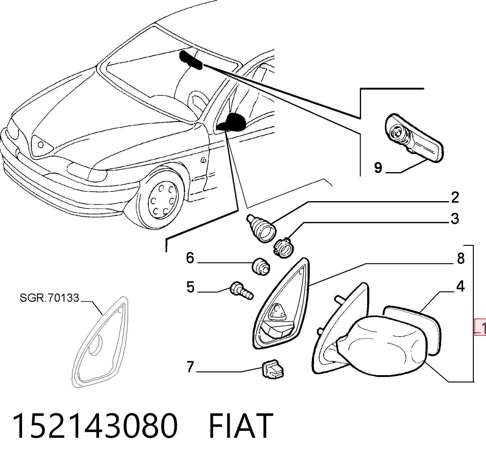Espelho de retrovisão esquerdo Alfa Romeo 146  930