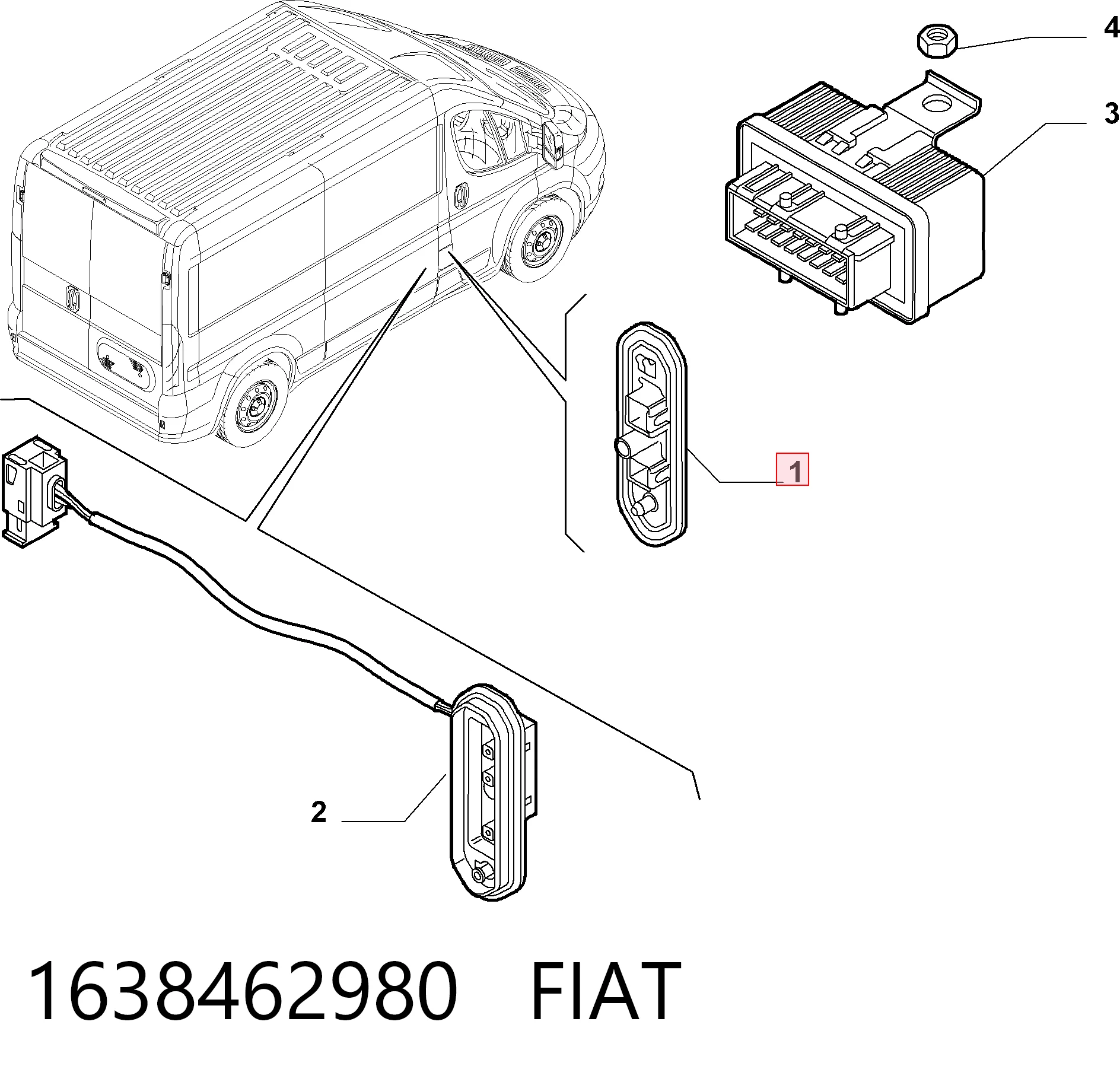 Sensor de fechamento de portas (interruptor de fim de carreira), da porta deslizante, na carroçaria 1348483080 Chrysler