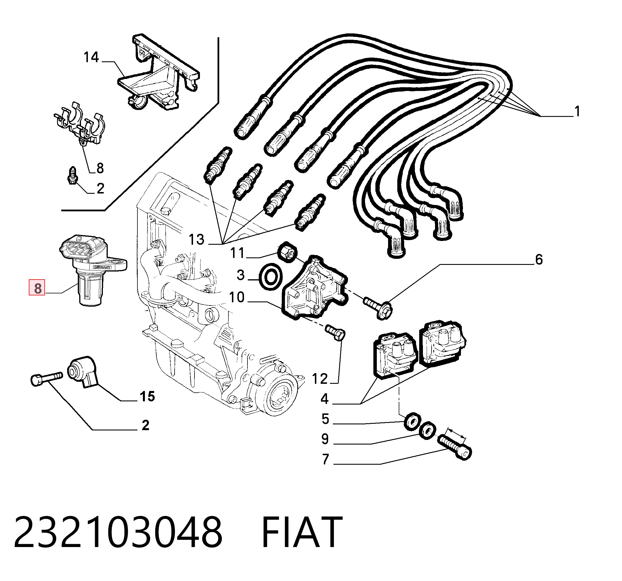 232103048 Fiat/Alfa/Lancia Sensor de posição da árvore distribuidora