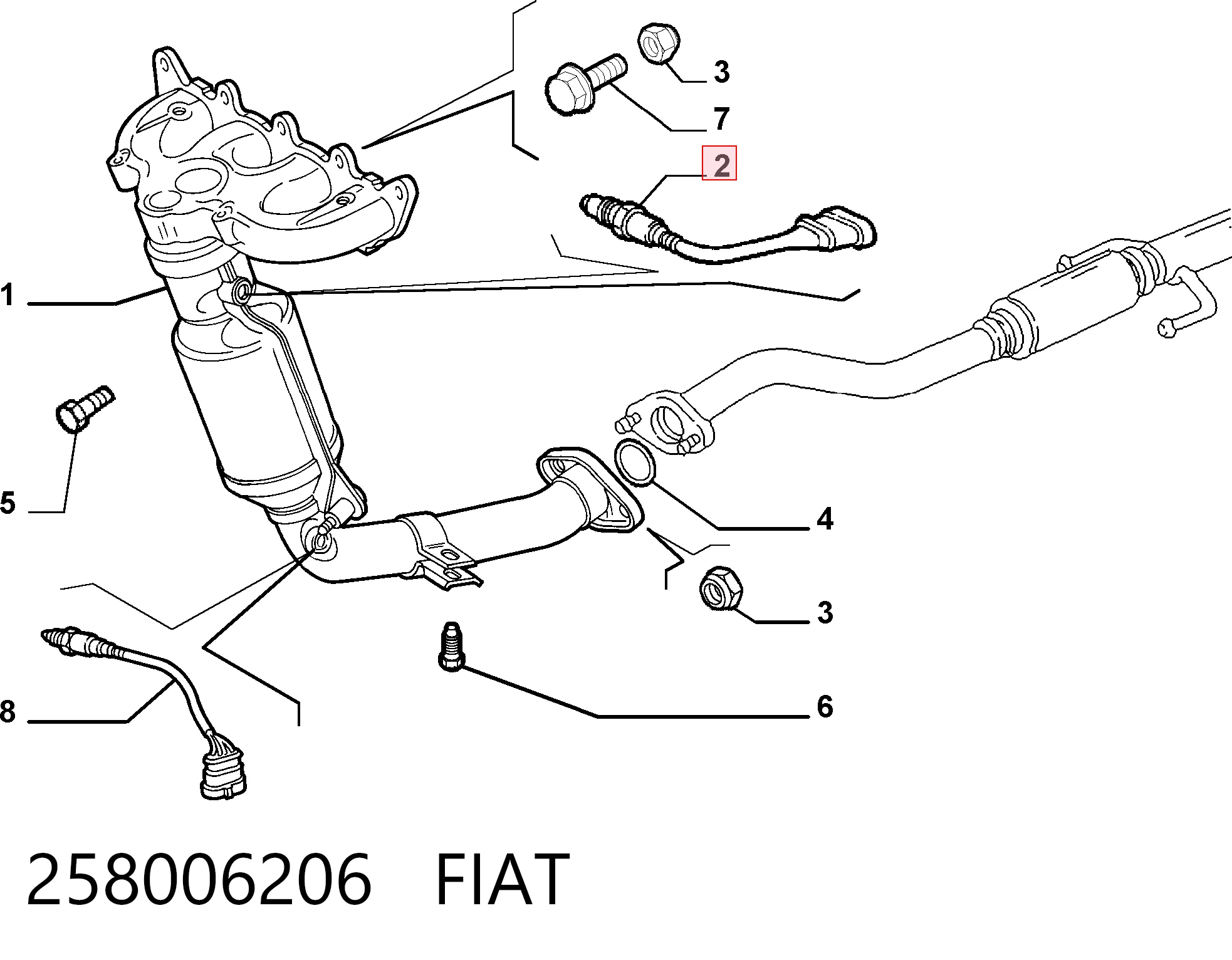 258006206 Fiat/Alfa/Lancia Sonda lambda, sensor de oxigênio