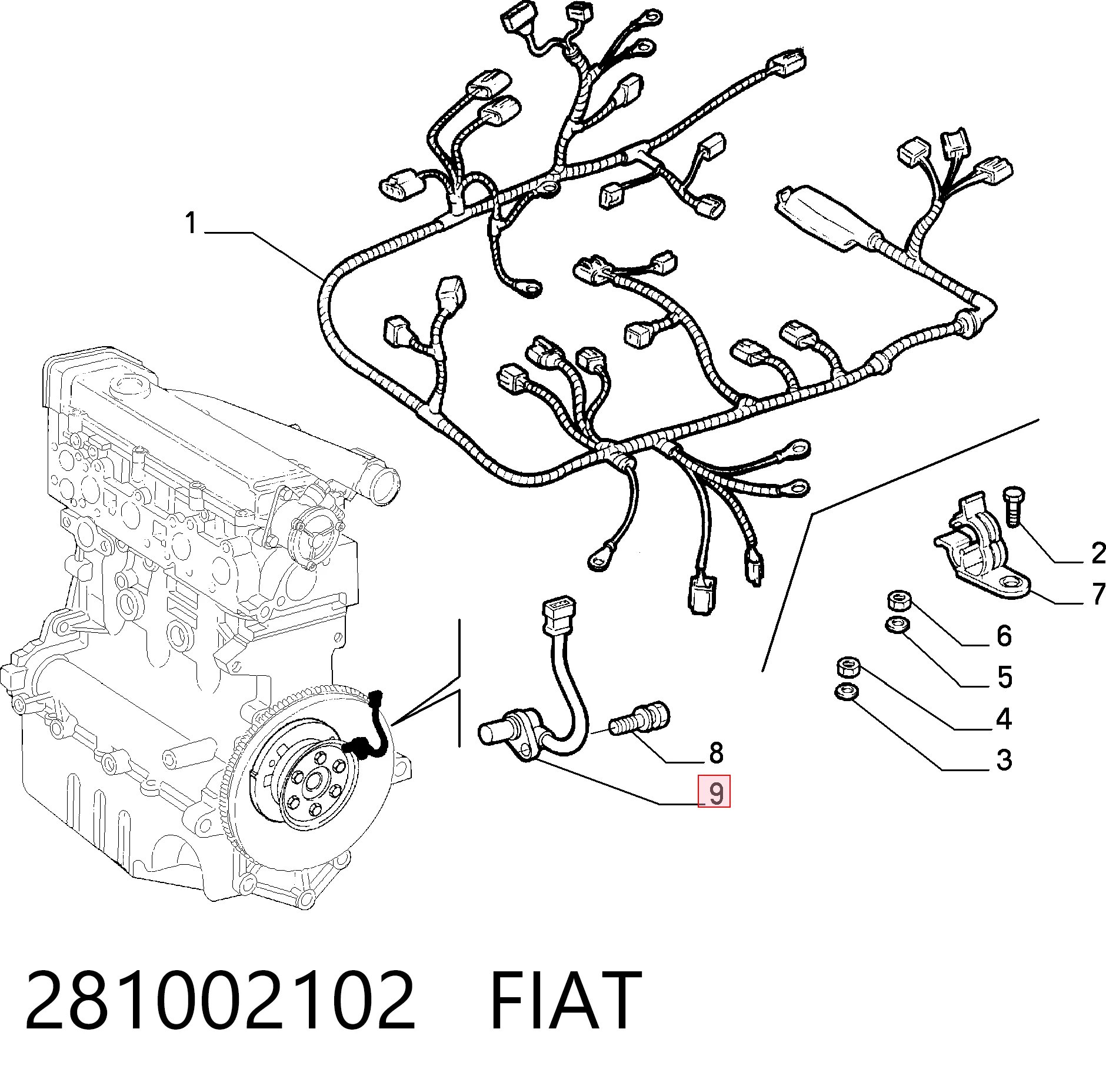 281002102 Fiat/Alfa/Lancia Sensor de posição (de revoluções) de cambota