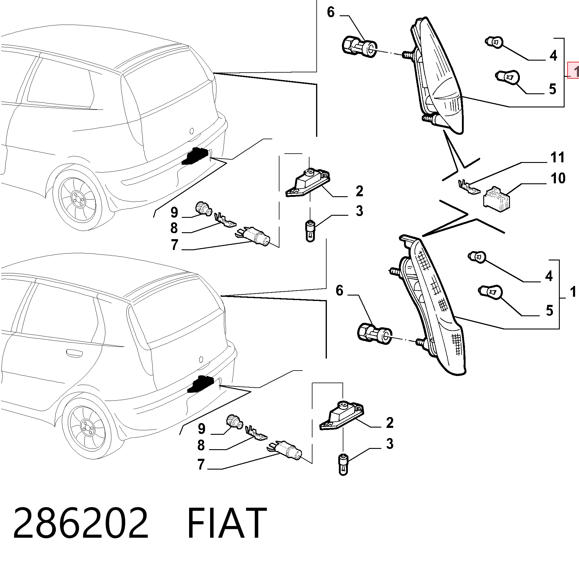  Lanterna traseira direita Fiat Punto II hatchback (188) (1999 - 2012) II