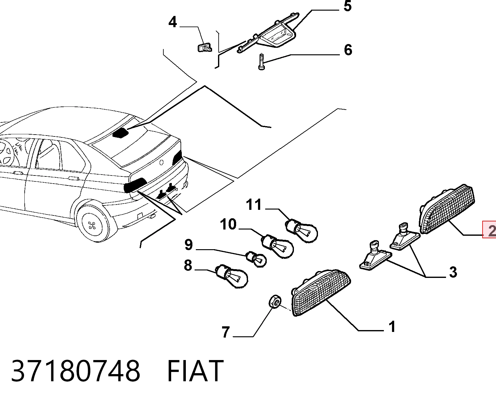 Lanterna traseira direita para Alfa Romeo 146  930
