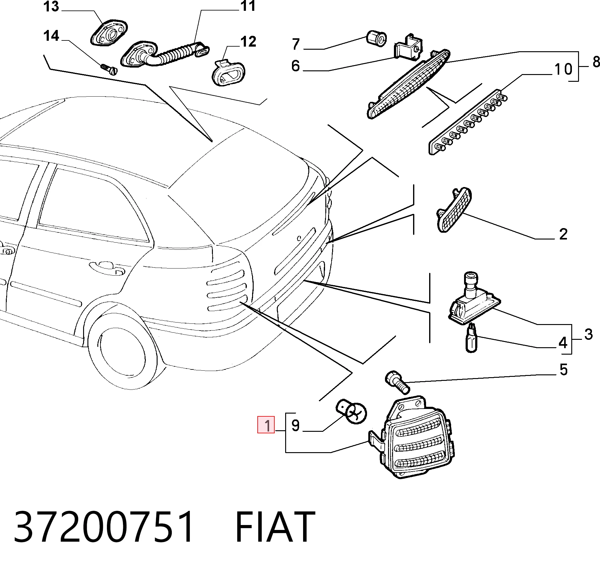 Lanterna traseira direita Fiat Brava  182