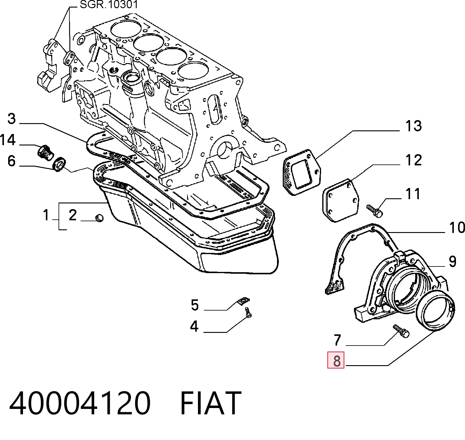 Vedação traseira de cambota de motor Fiat Tipo  160
