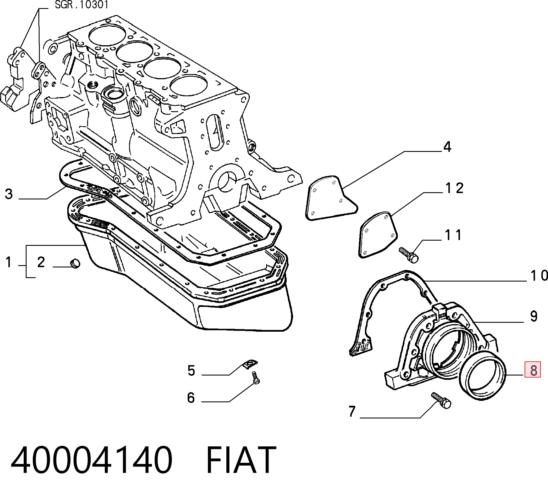  Vedação traseira de cambota de motor Fiat Tipo hatchback (160) (1987 - 1996) 