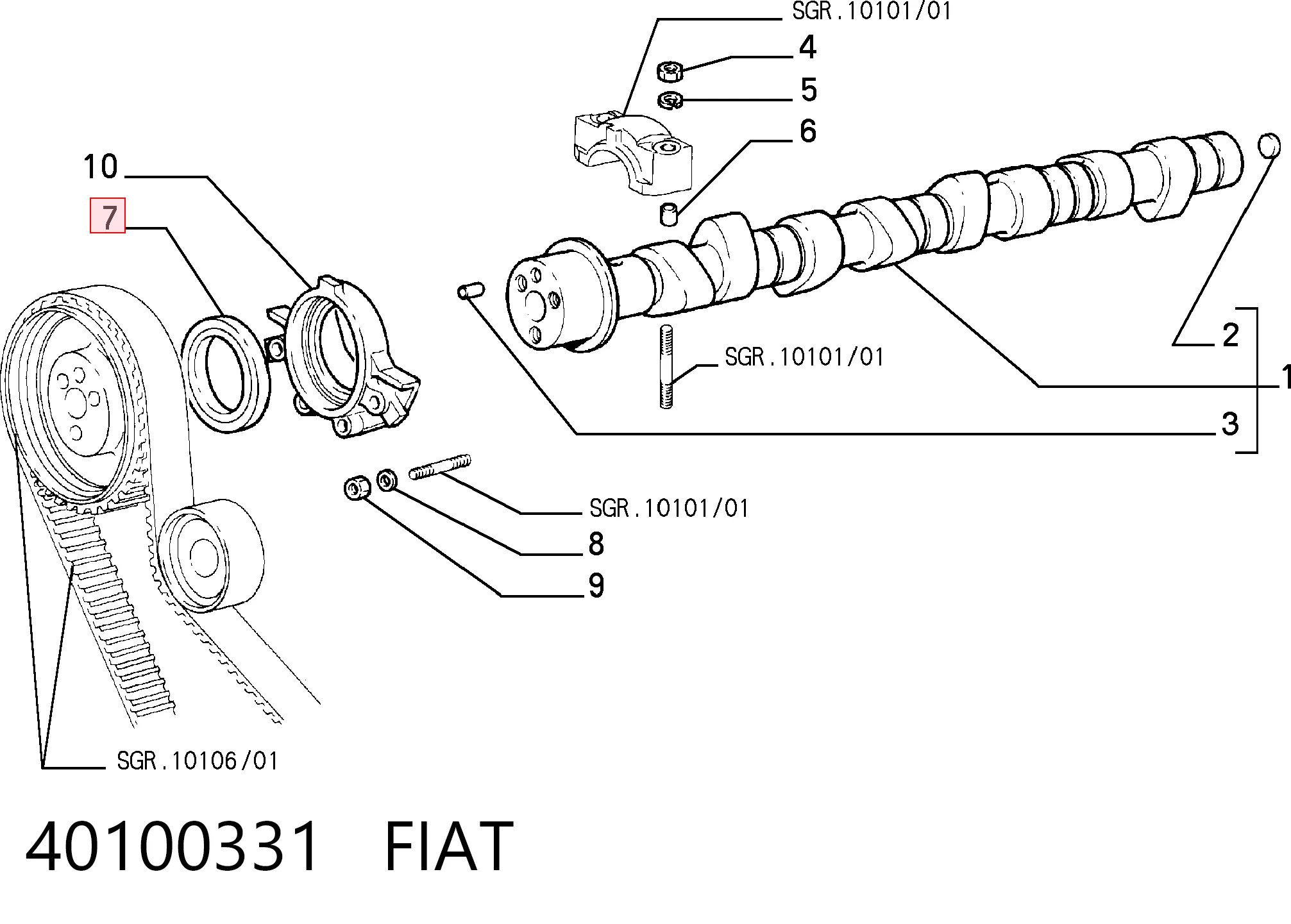 Vedação da árvore distribuidora de motor Fiat Ducato I 290