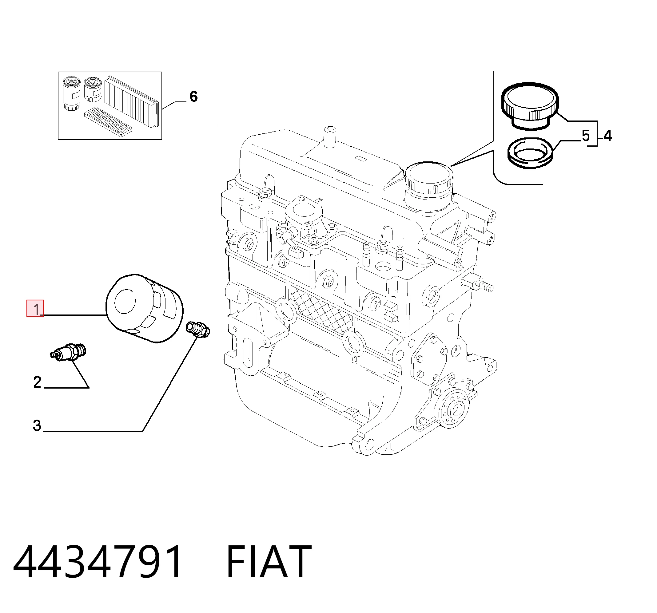 4434791 Fiat/Alfa/Lancia Filtro de óleo