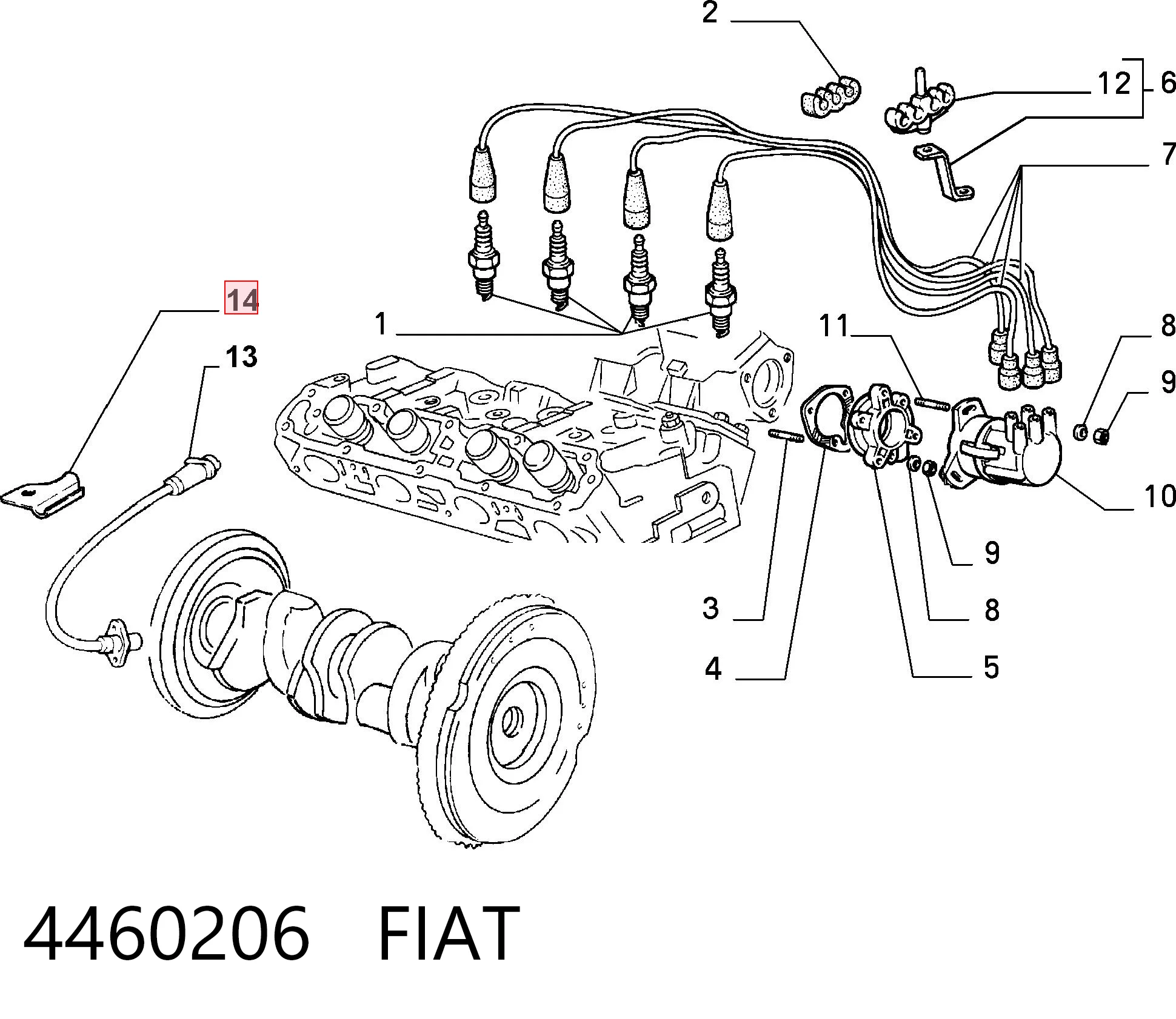 4460206 Fiat/Alfa/Lancia Sensor de posição (de revoluções) de cambota