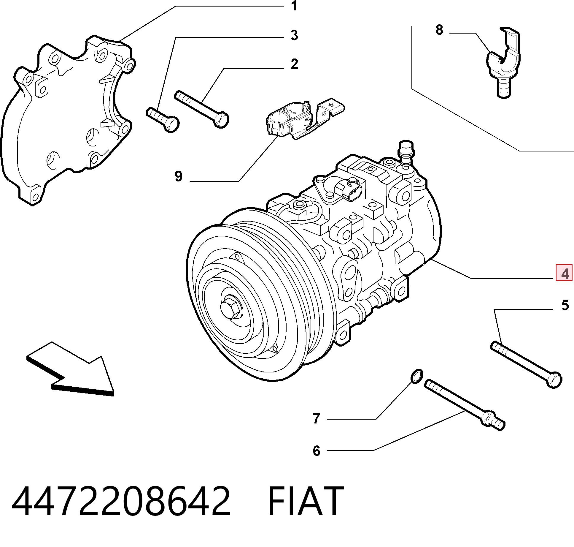 4472208642 Fiat/Alfa/Lancia Compressor de aparelho de ar condicionado