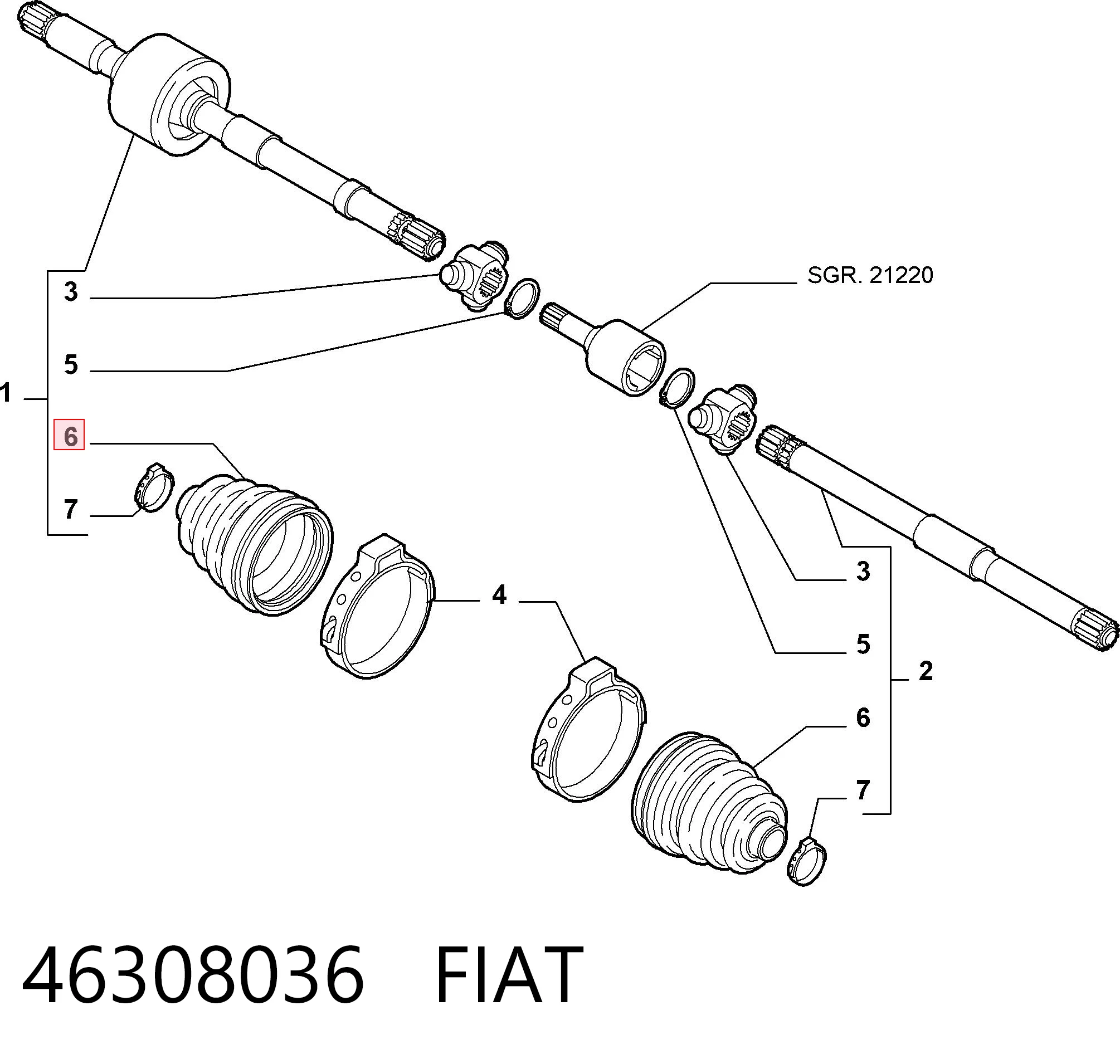 Bota de proteção interna de junta homocinética do semieixo dianteiro para Fiat Punto 188