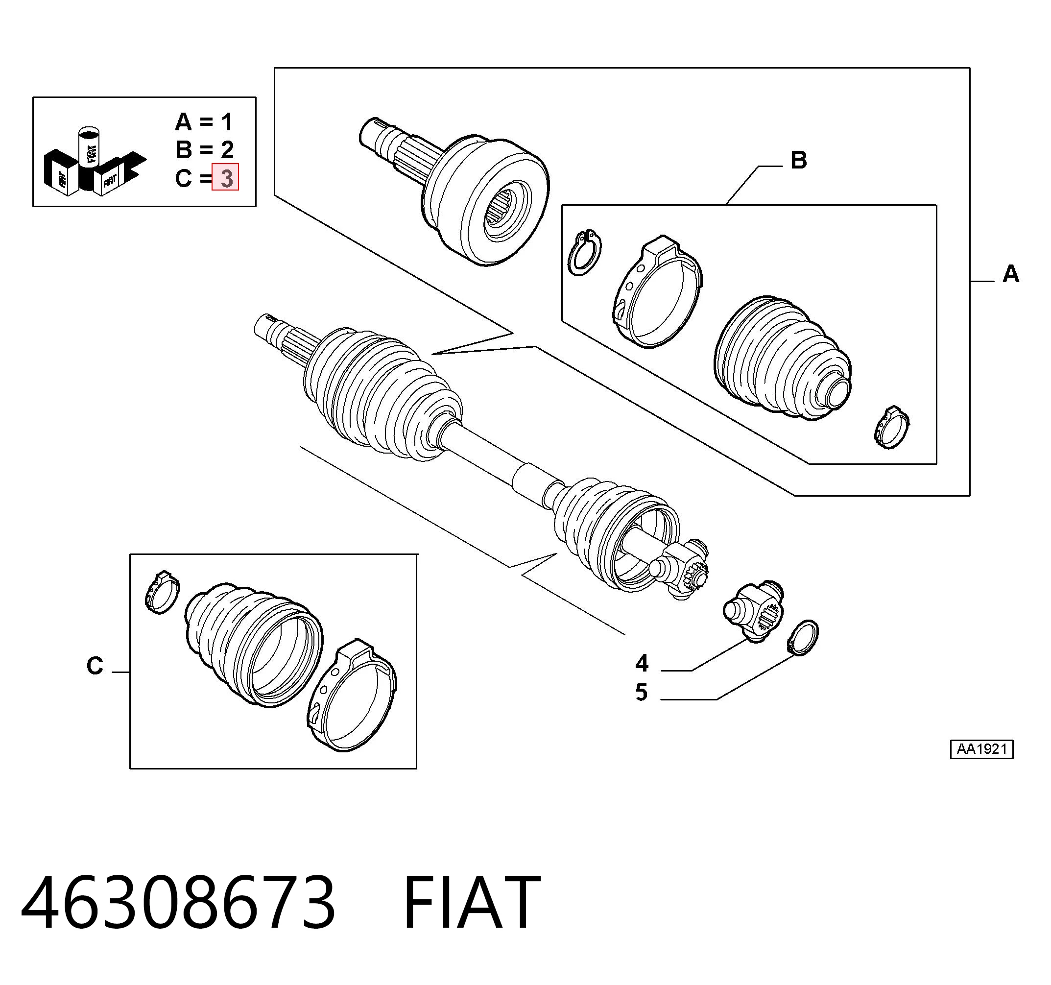  Bota de proteção interna de junta homocinética do semieixo dianteiro Fiat Qubo monovolume (225) (2008 - 2026) 