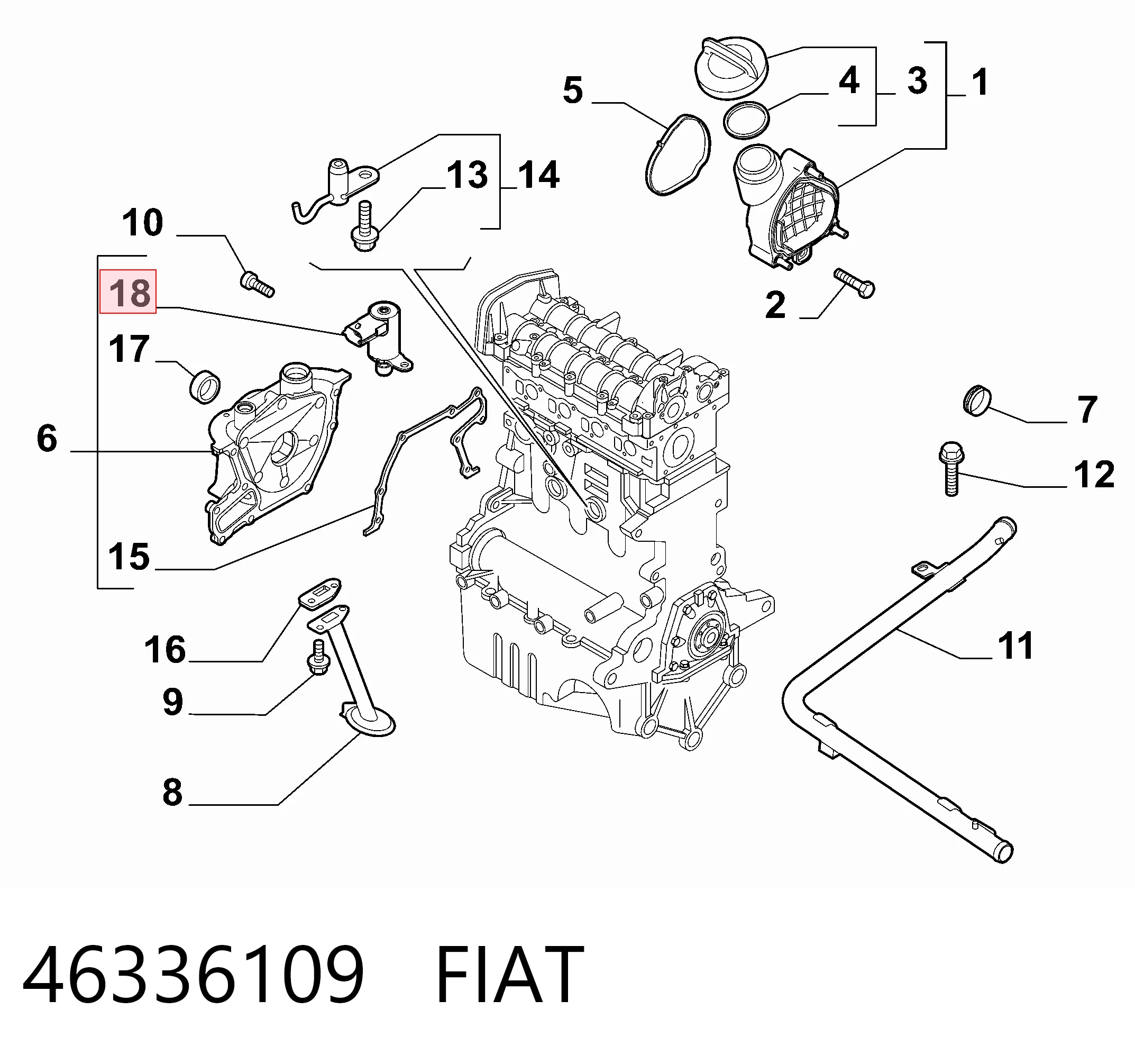 46336109 Fiat/Alfa/Lancia Válvula de regulação de pressão de óleo