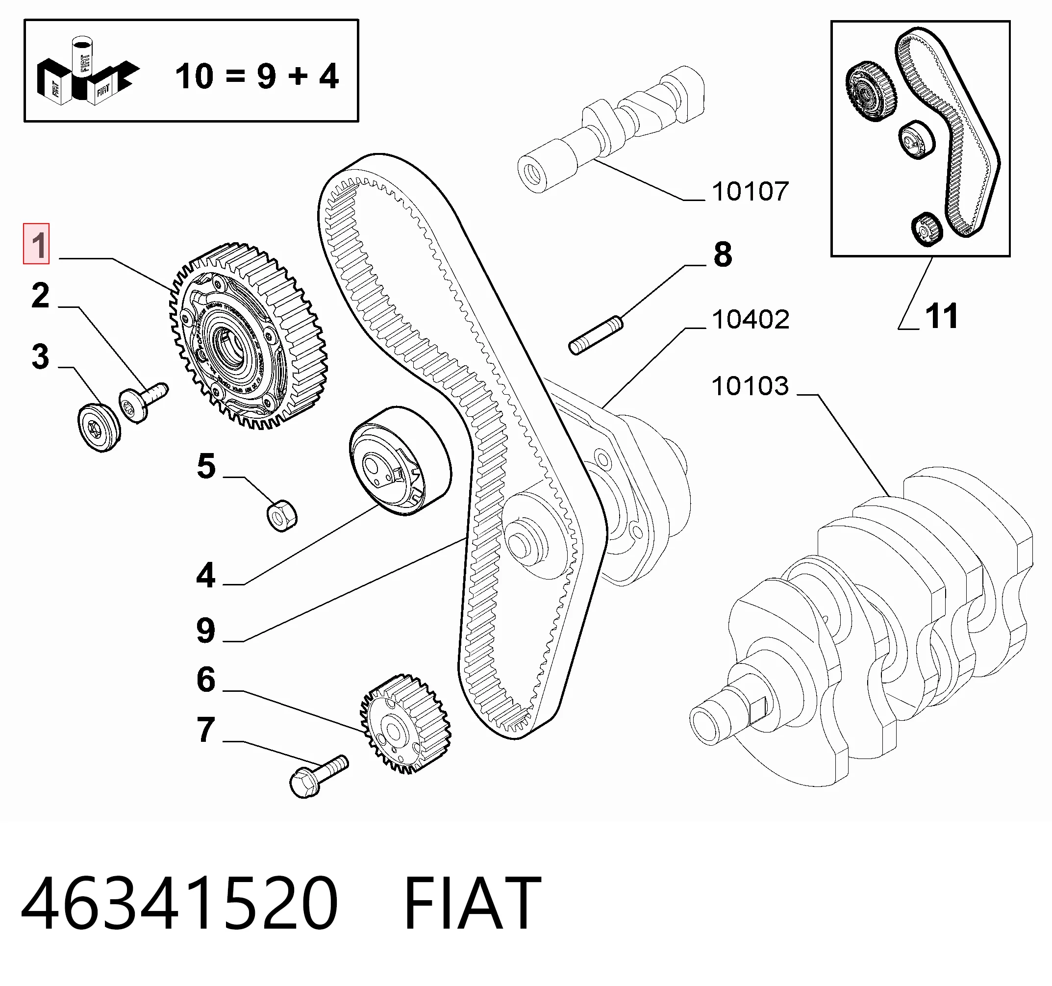 Engrenagem de cadeia da roda dentada da árvore distribuidora de motor Fiat 500 312 ao melhor preço