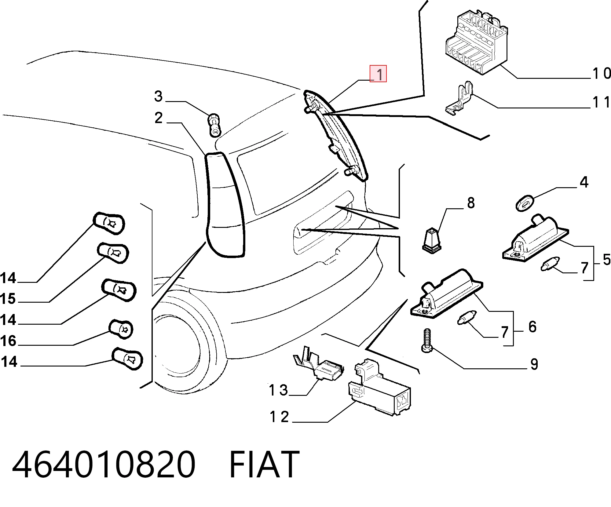 Lanterna traseira direita Fiat Punto I 176