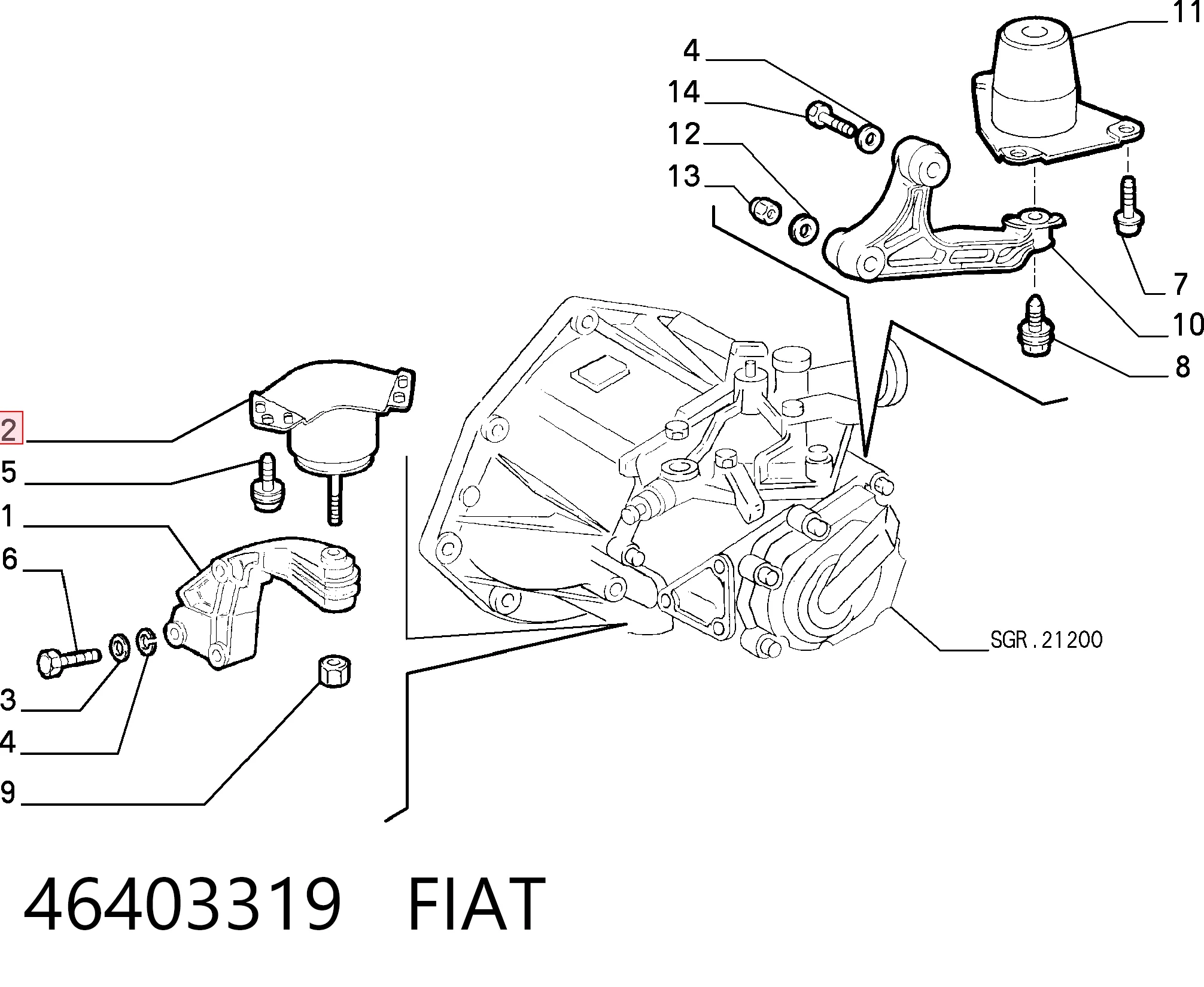 Coxim de transmissão (suporte da caixa de mudança) Fiat Punto I 176 ao melhor preço