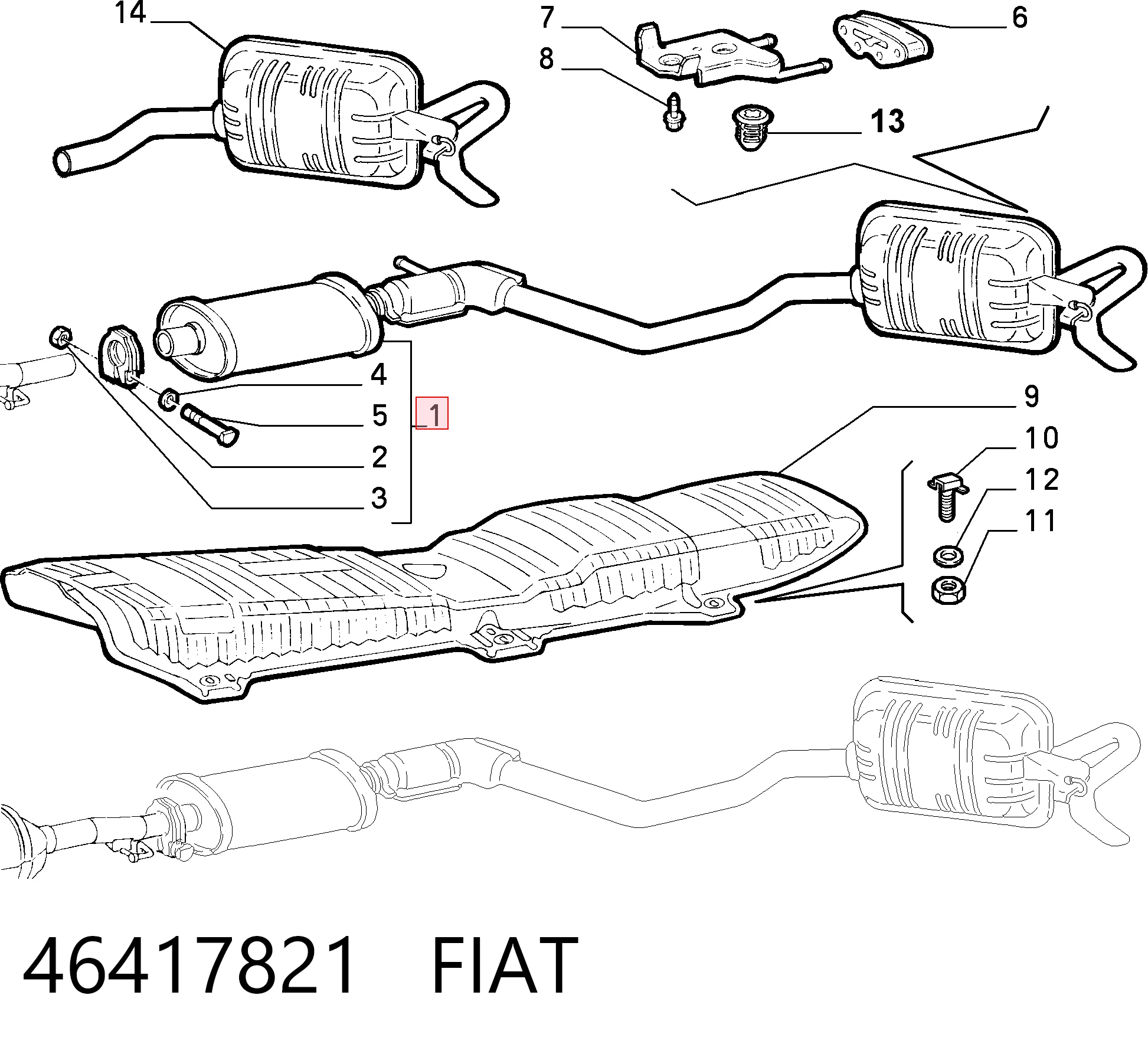  Silenciador, parte traseira Fiat Punto I hatchback (176) (1993 - 1999) I