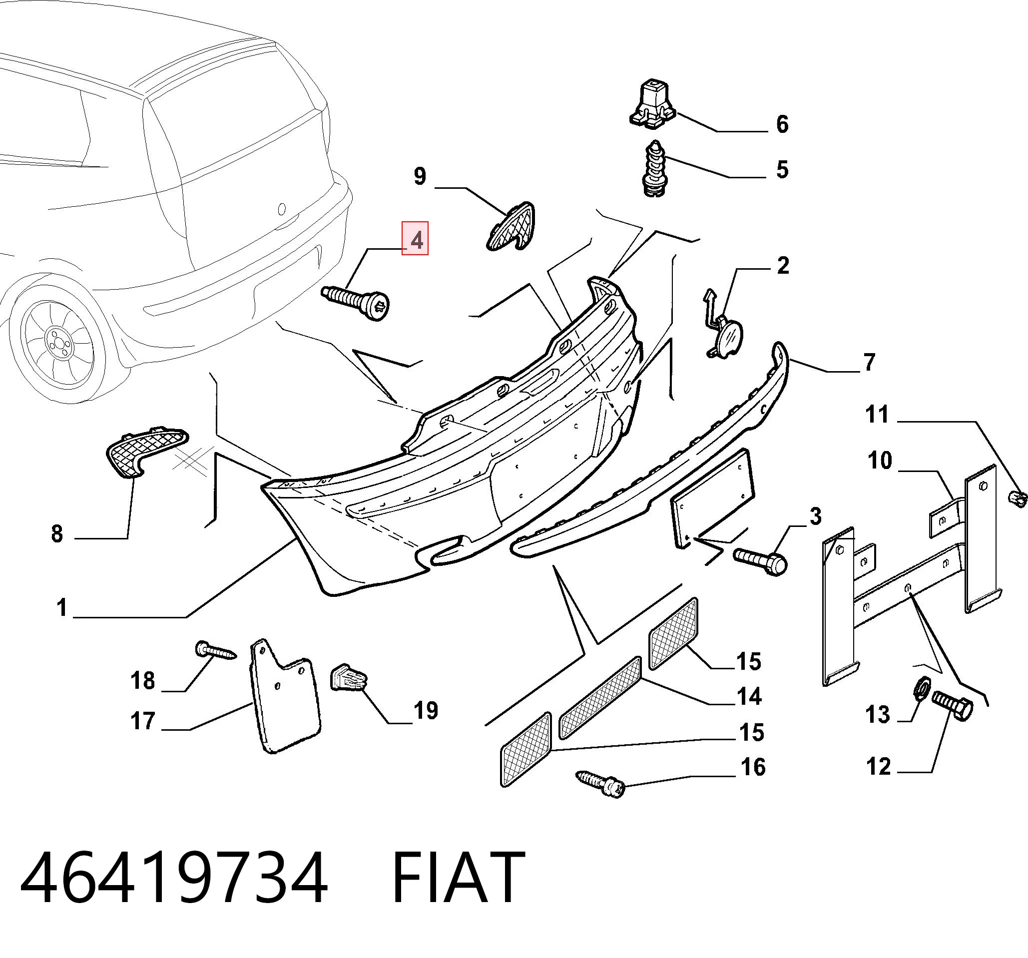 46419734 Fiat/Alfa/Lancia Parafuso (porca) de fixação