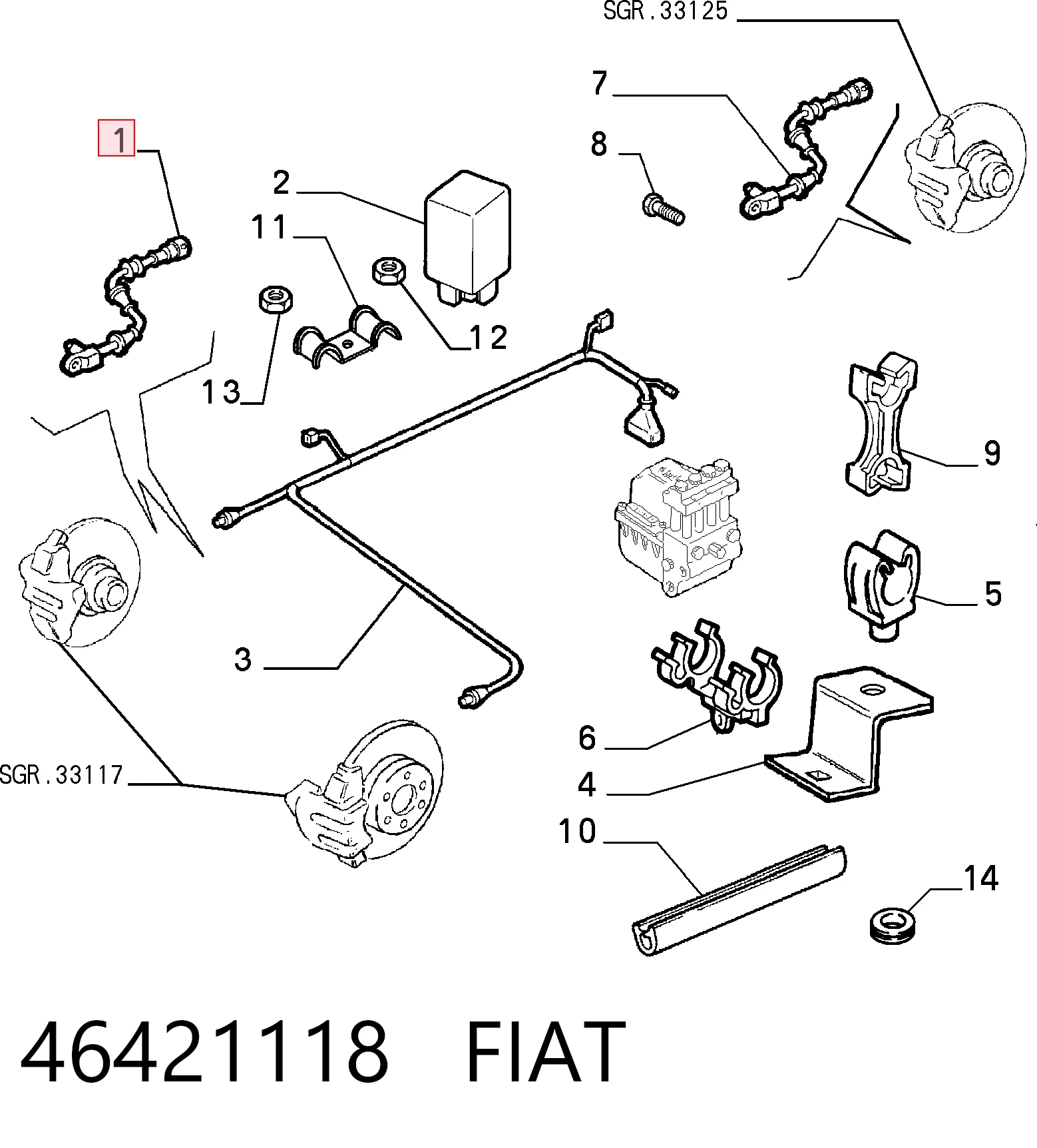 Sensor dianteiro de ABS para Fiat Tempra 159