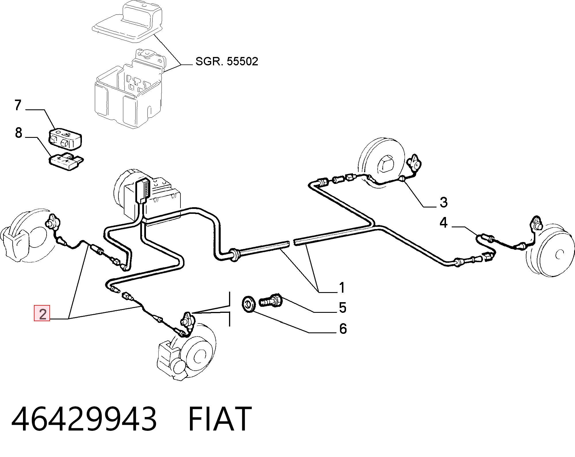 Sensor dianteiro de ABS para Fiat Brava 182