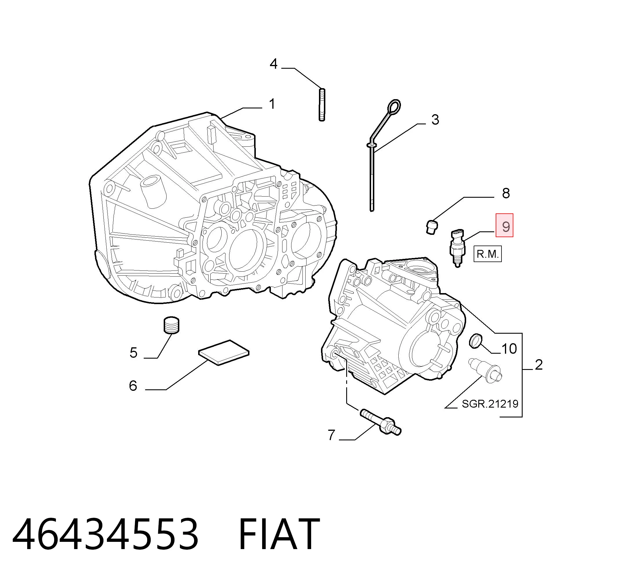 46434553 Fiat/Alfa/Lancia Sensor de ativação das luzes de marcha à ré