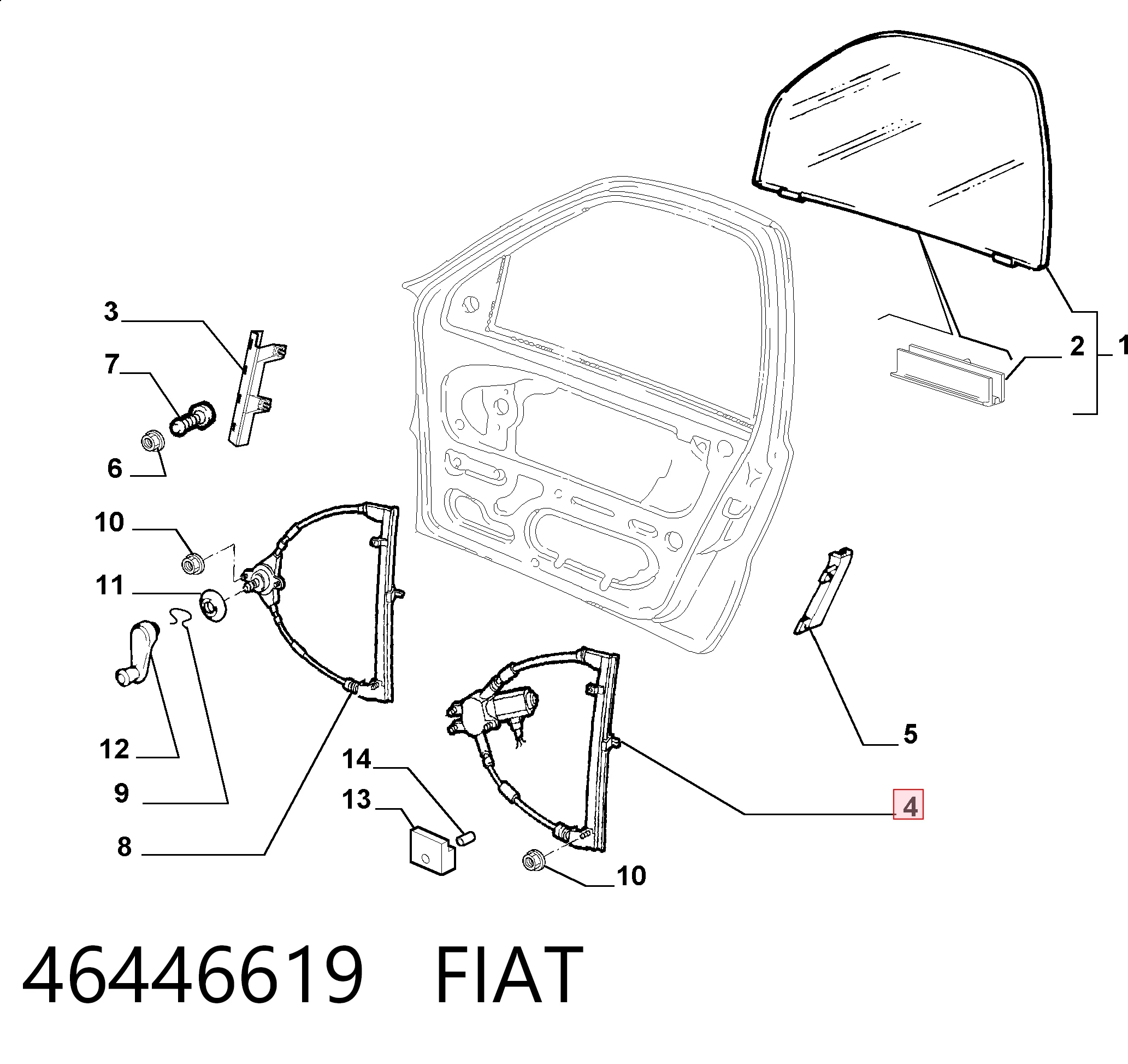 Mecanismo de acionamento de vidro da porta dianteira esquerda para Fiat Palio 178BX