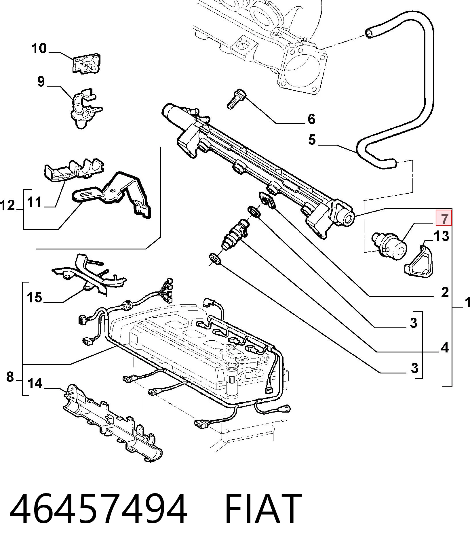 Regulador de pressão de combustível na régua de injectores Renault Kangoo I KC0, KC1