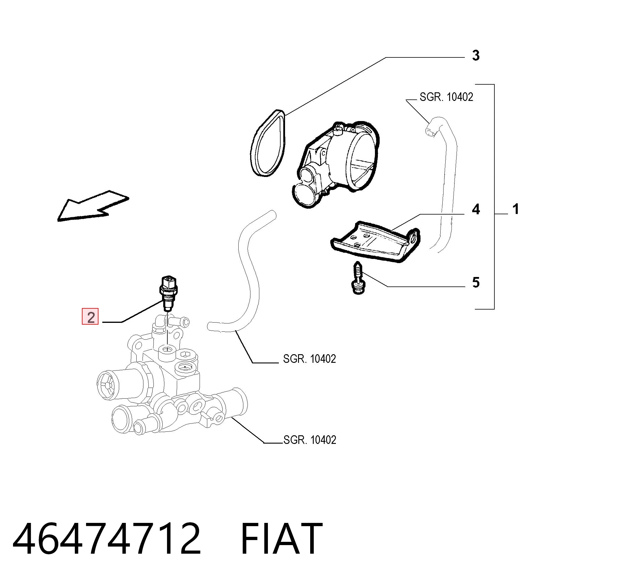 46474712 Fiat/Alfa/Lancia Sensor de temperatura do fluido de esfriamento