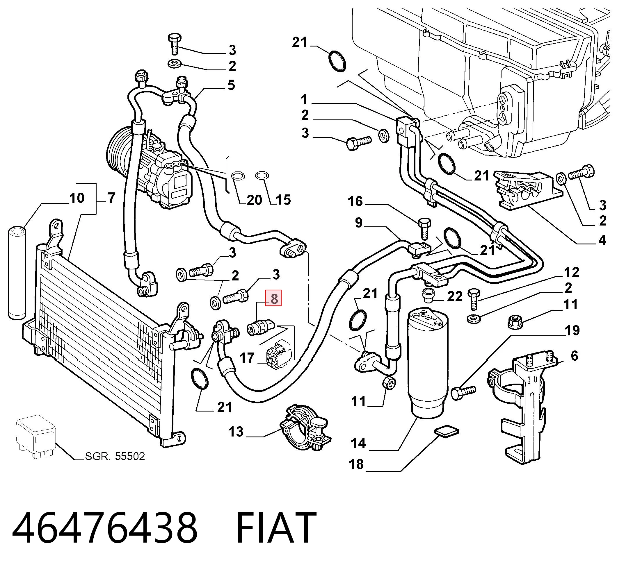 Sensor de pressão absoluta de aparelho de ar condicionado Maserati 46476438