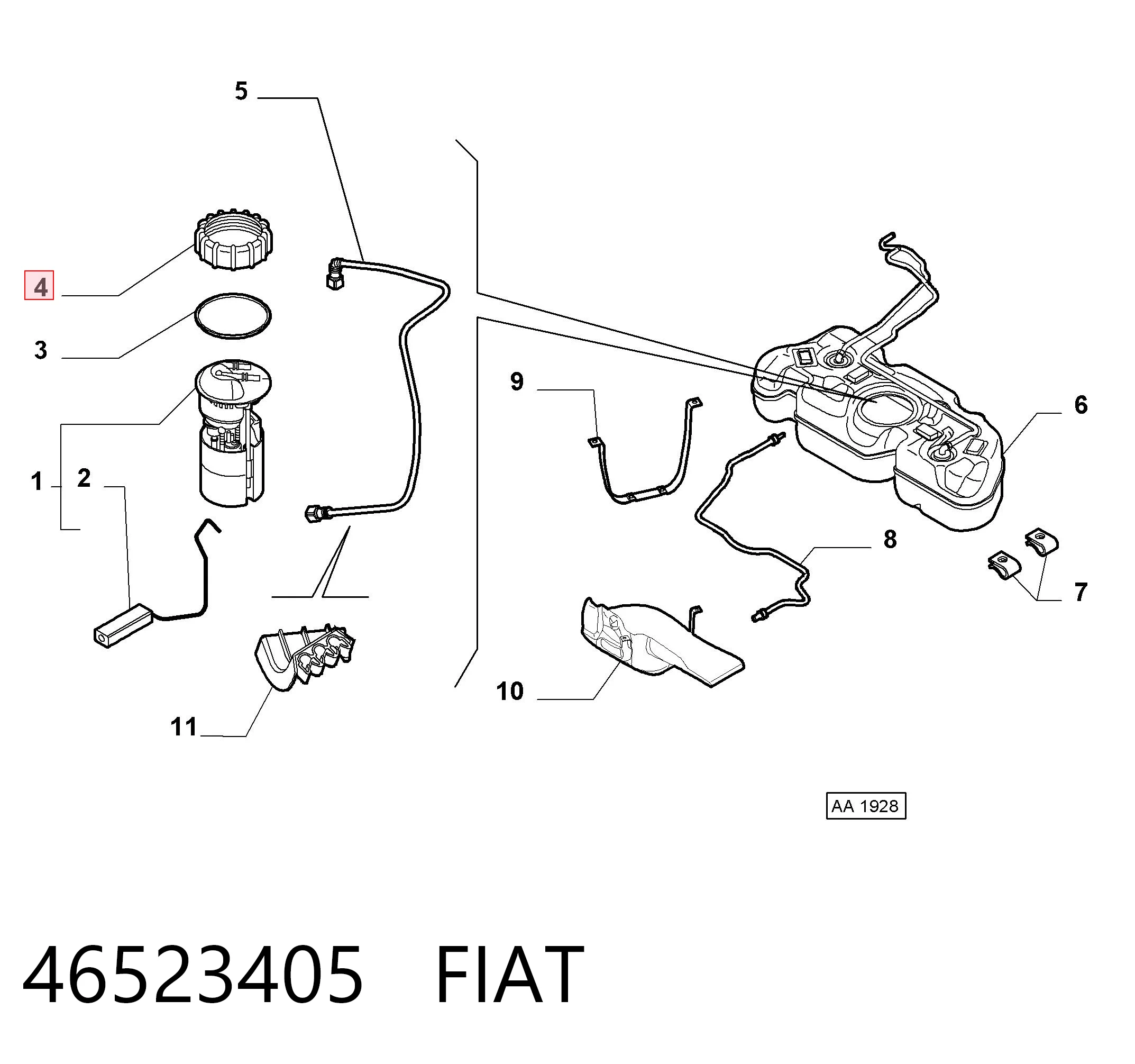 46523405 Fiat/Alfa/Lancia Tampa da bomba de combustível