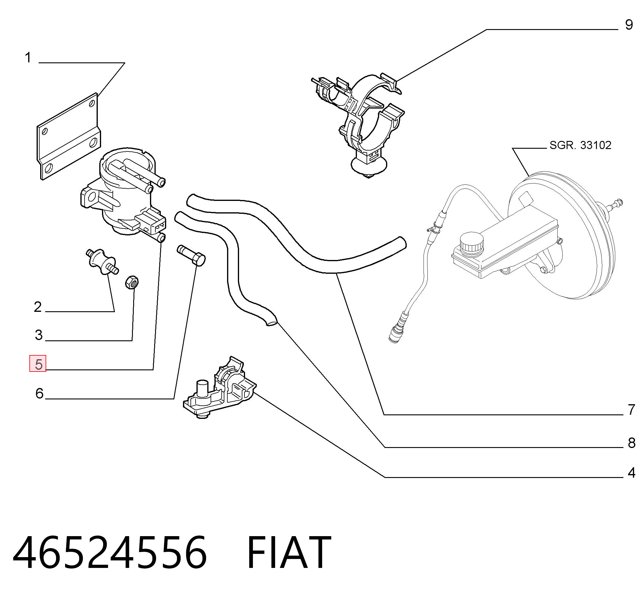 46524556 Fiat/Alfa/Lancia Convertidor de pressão (solenoide) de supercompressão