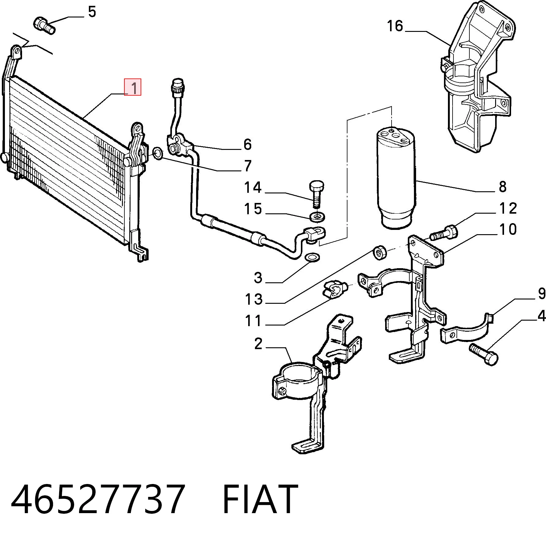Radiador de aparelho de ar condicionado para Fiat Bravo 182